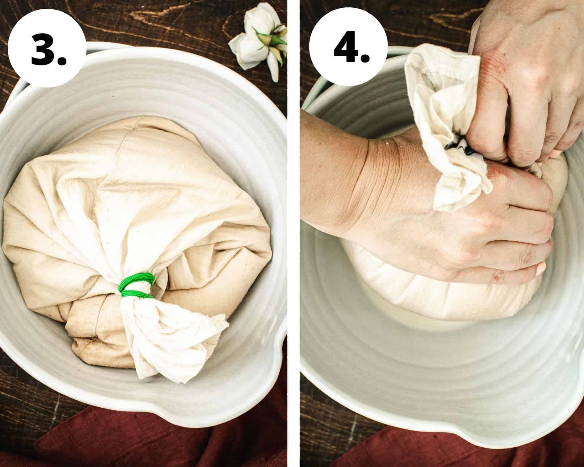 Vegan coffee creamer process steps 3 and 4.