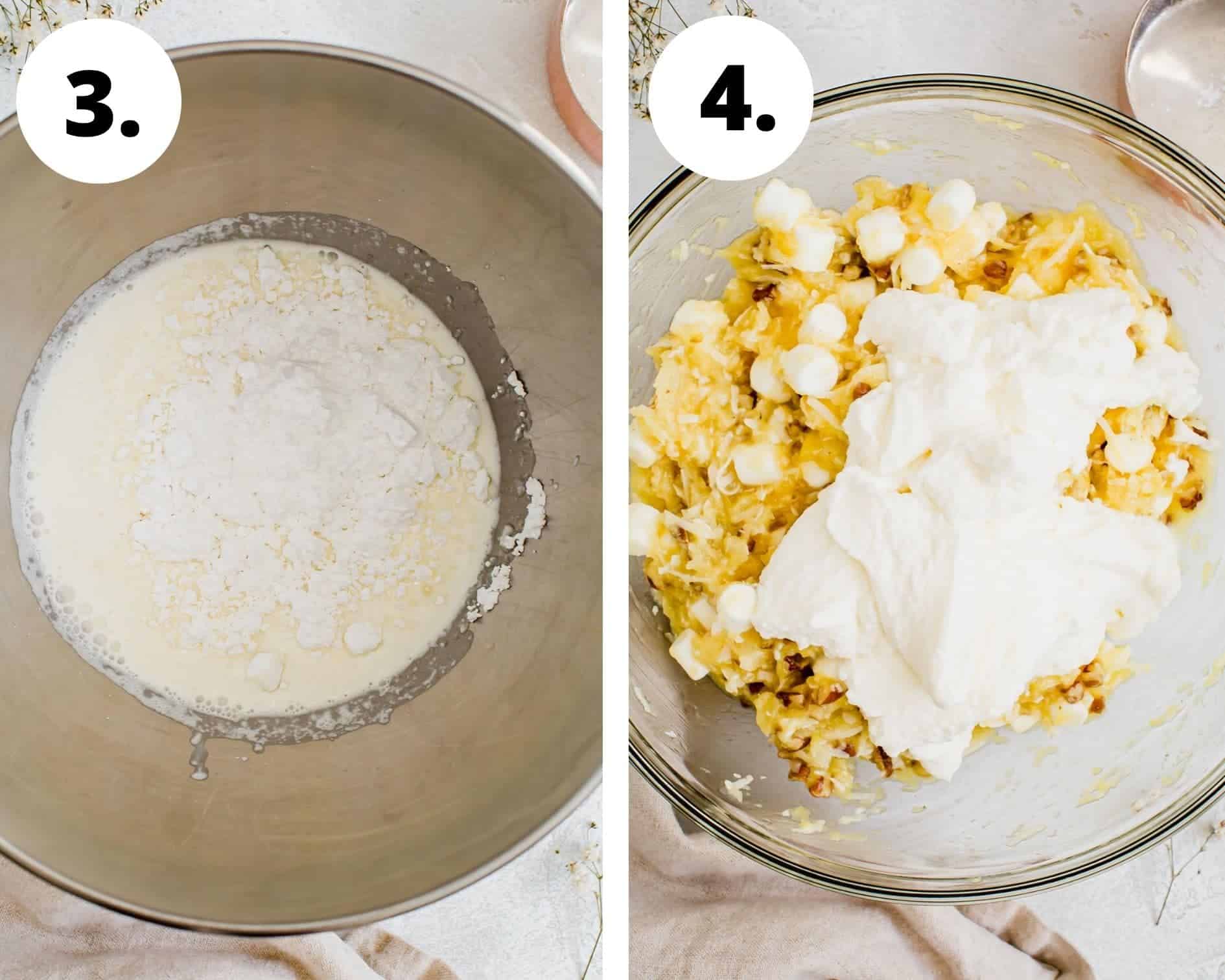 Pineapple fluff process steps 3 and 4.