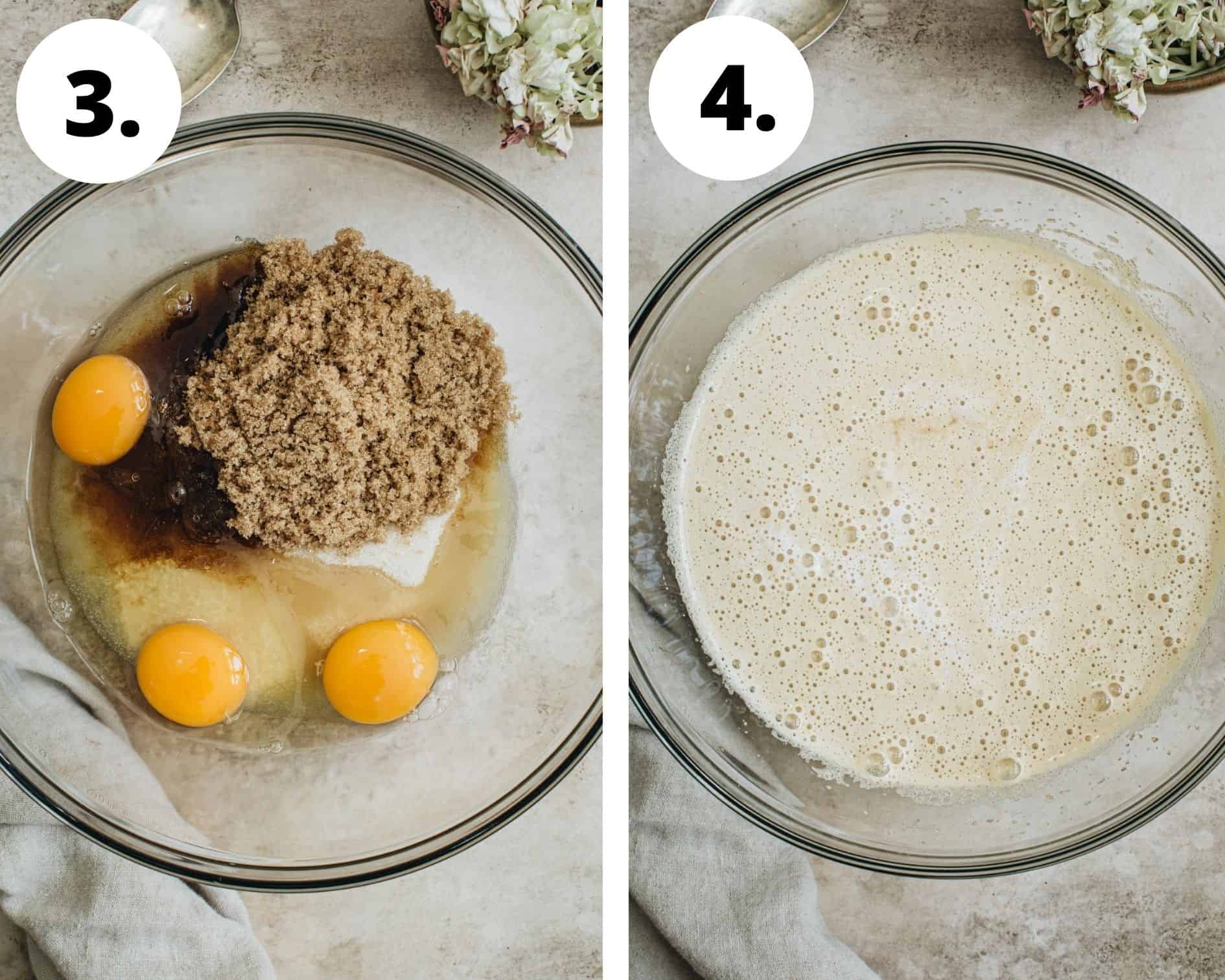 Brownie cake process steps 3 and 4.