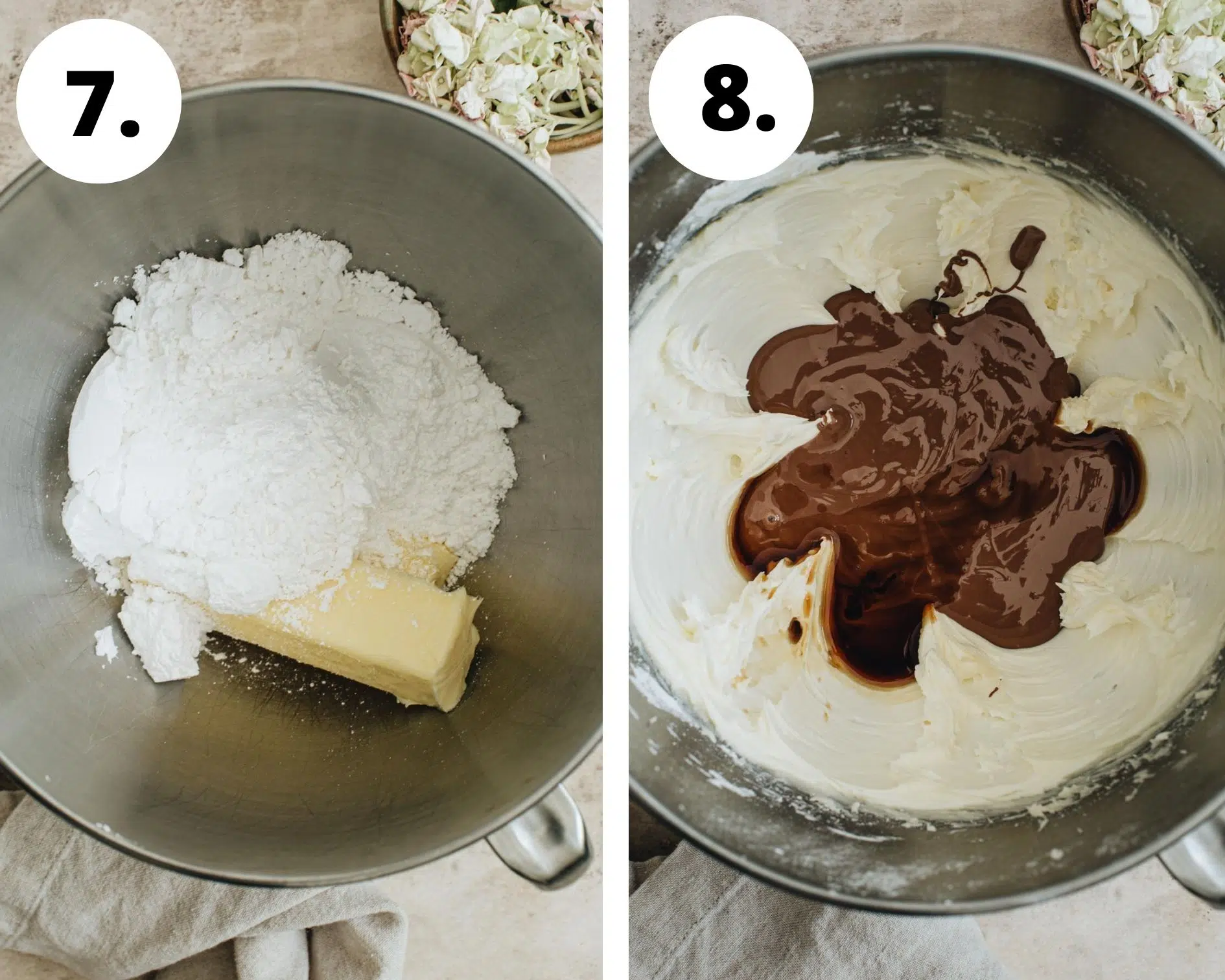 Brownie cake process steps 7 and 8.