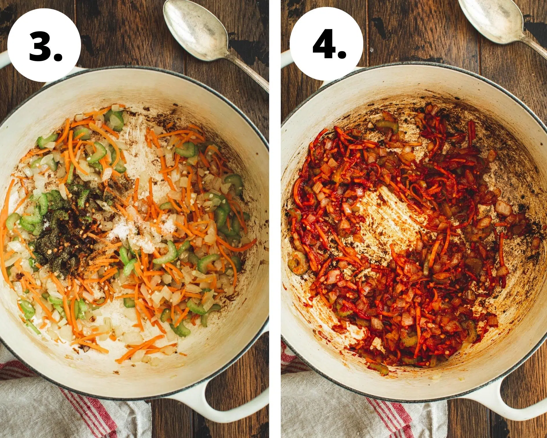 Lentil bolognese process steps 3 and 4.