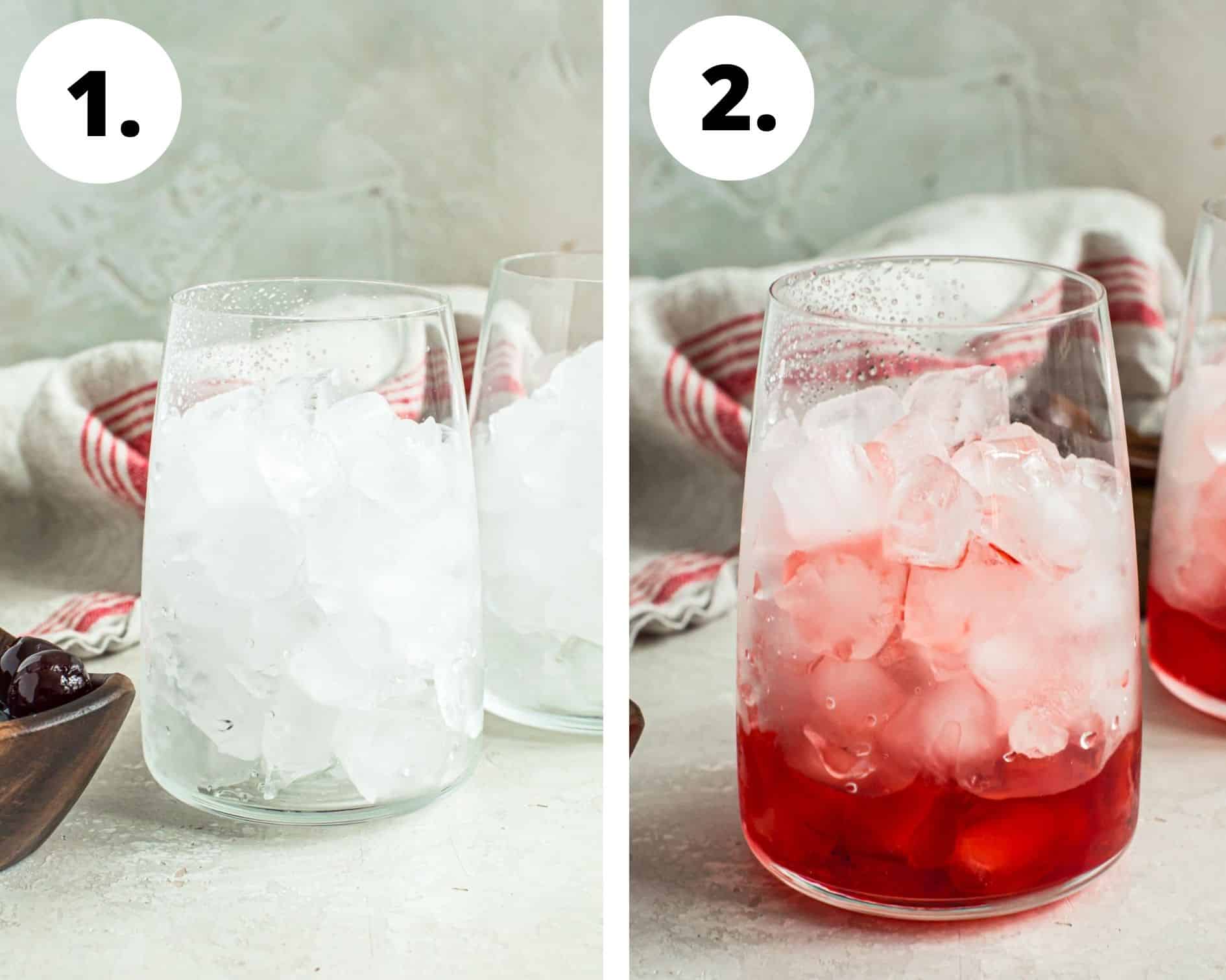 Shirley temple drink process steps 1 and 2.