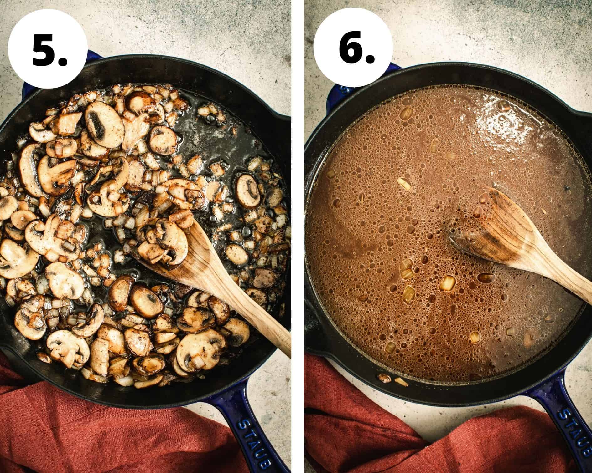 Salisbury steak process steps 5 and 6.