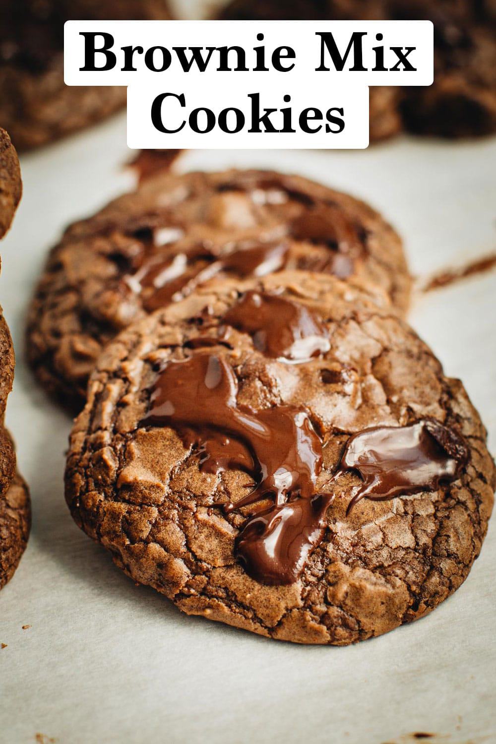 Brownie mix cookies stacked on top of each other.
