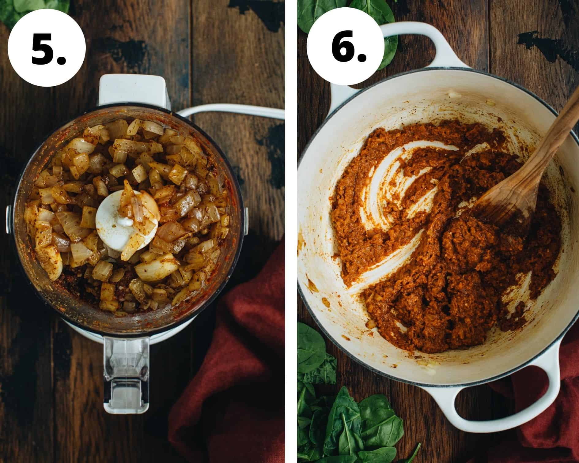 Chickpea curry process steps 5 and 6.