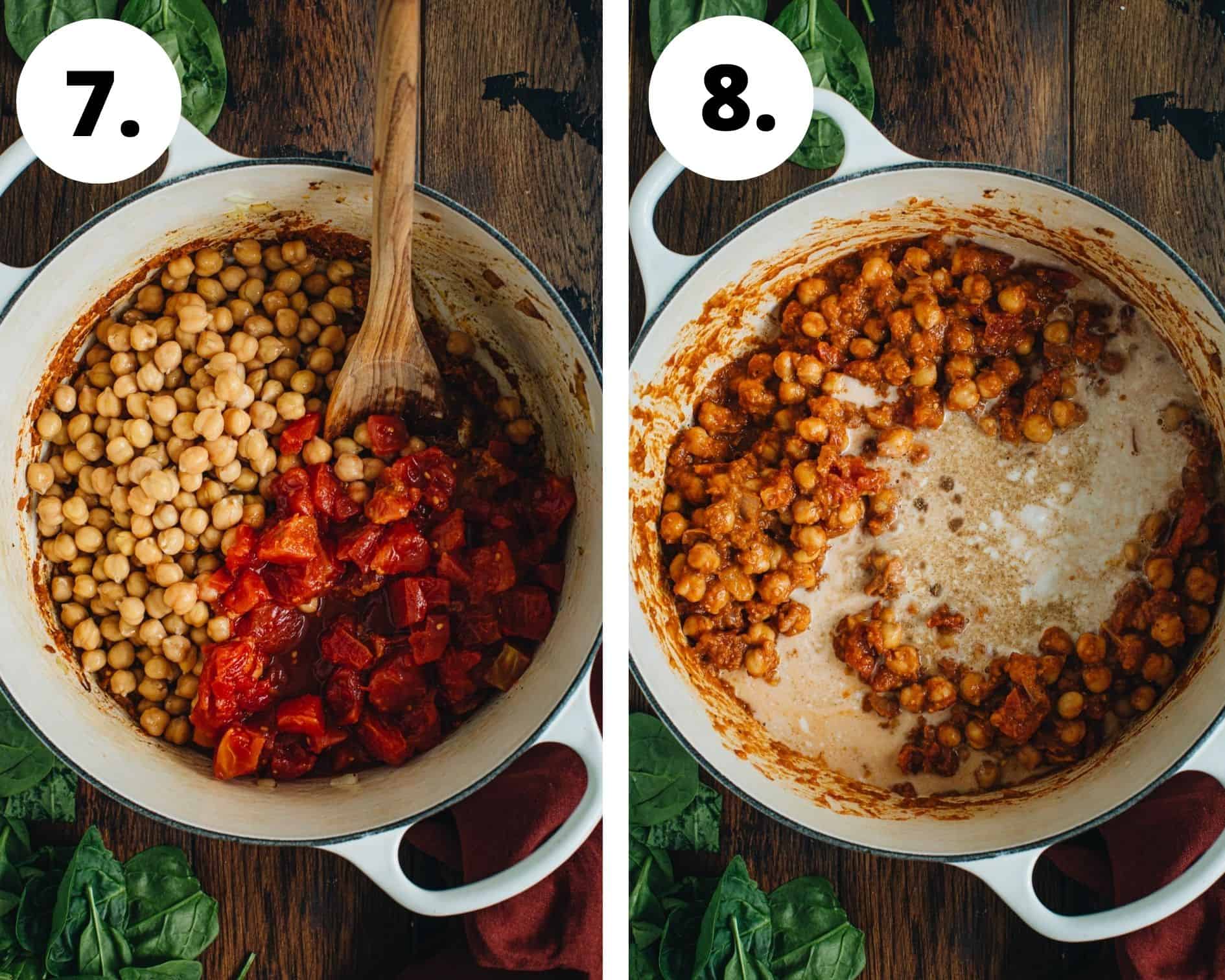Chickpea curry process steps 7 and 8.