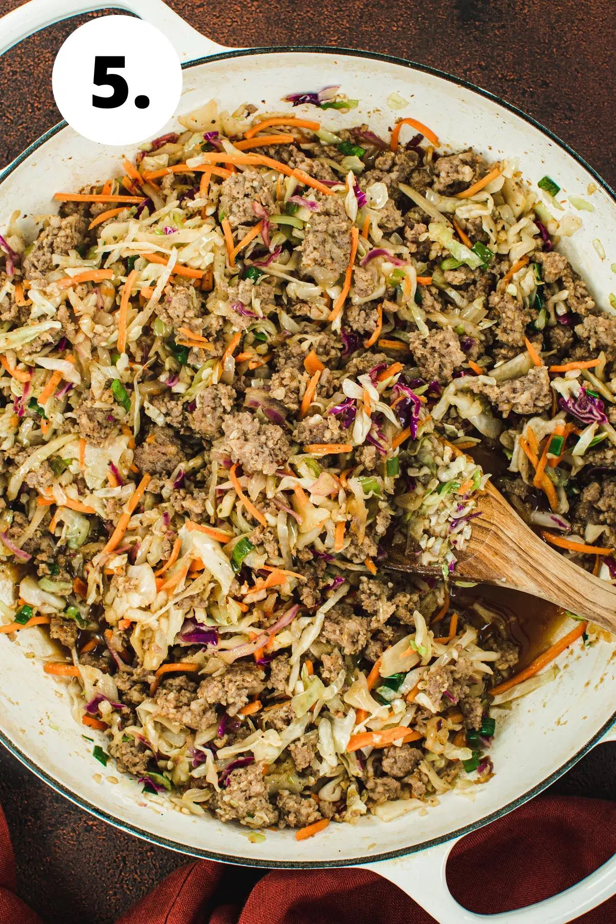 Egg roll in a bowl process step 5.