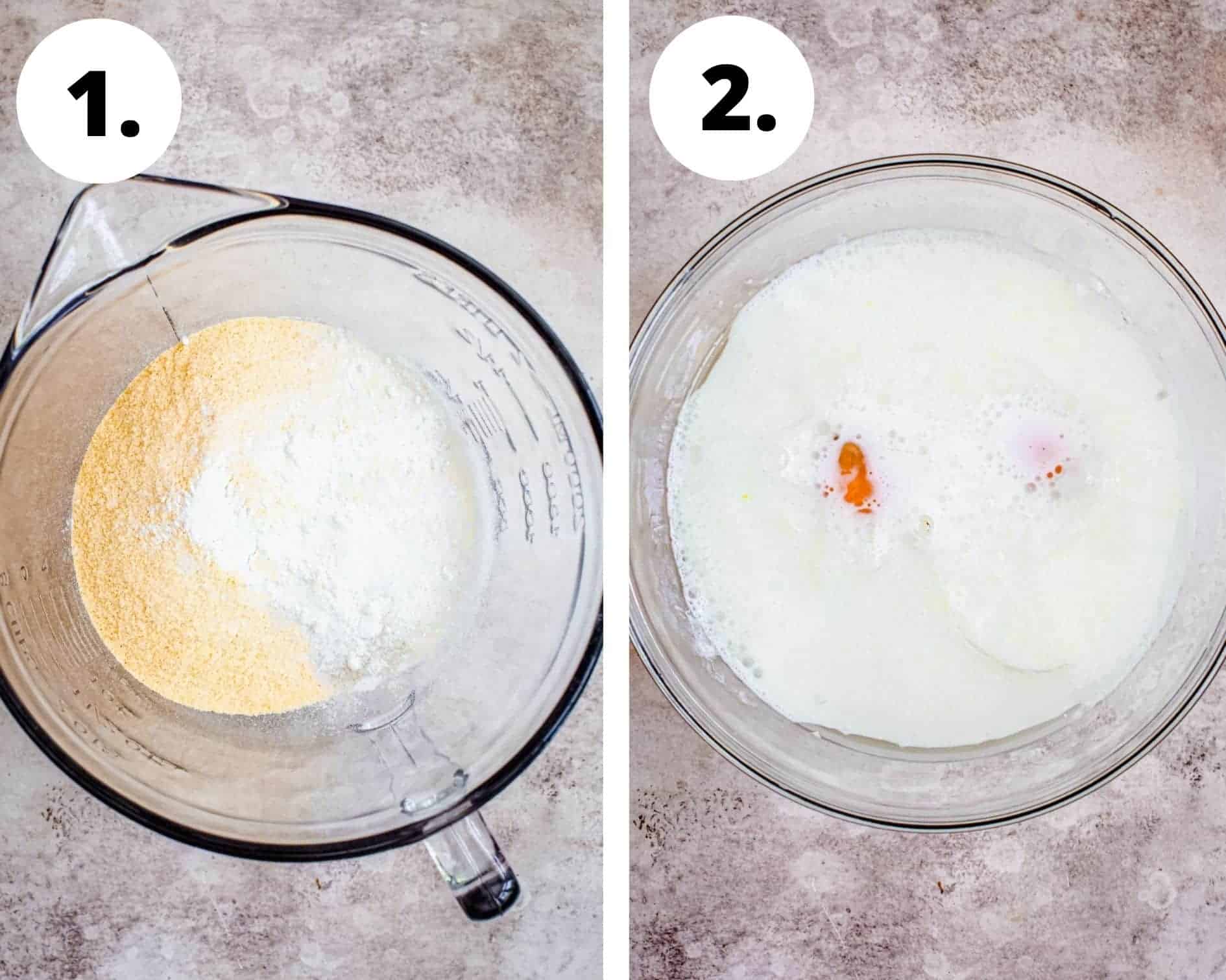 Hoe cakes process steps 1 and 2.