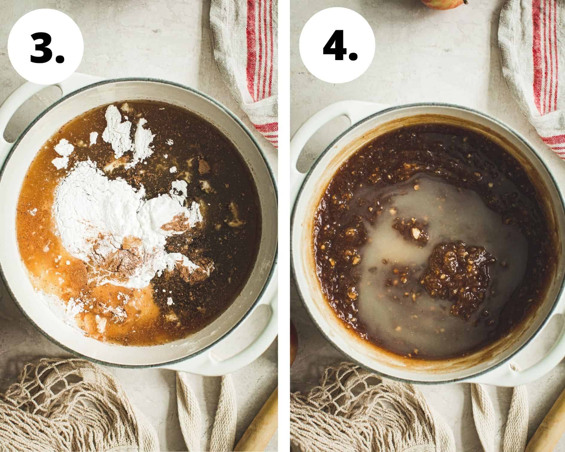 Homemade apple pie process steps 3 and 4.