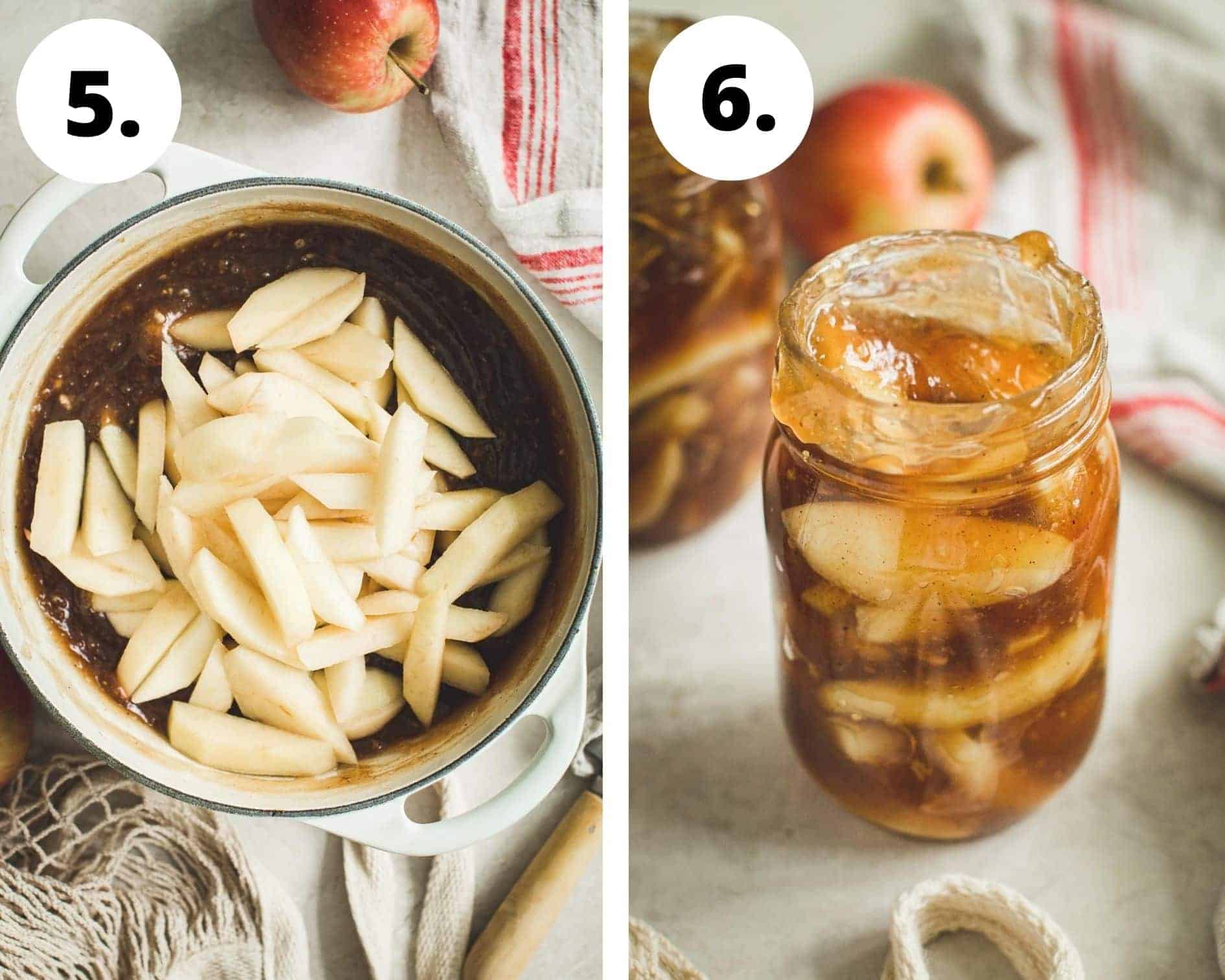 Homemade apple pie process steps 5 and 6.