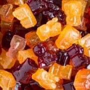 Homemade gummy bears in a pile.