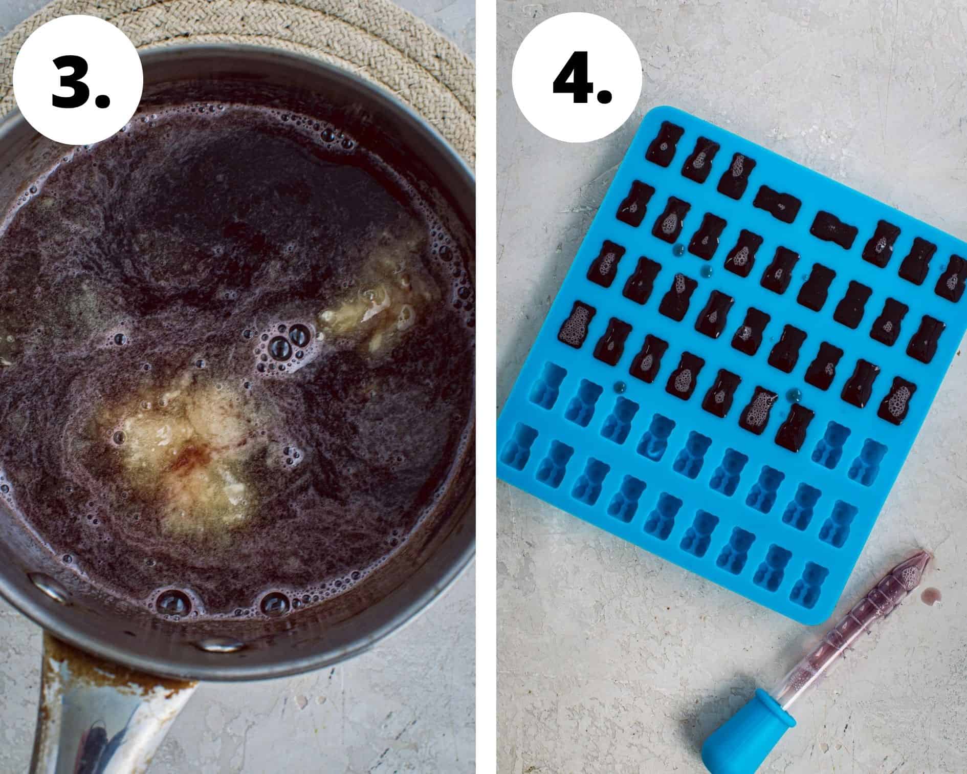 Homemade gummy bears process steps 3 and 4.