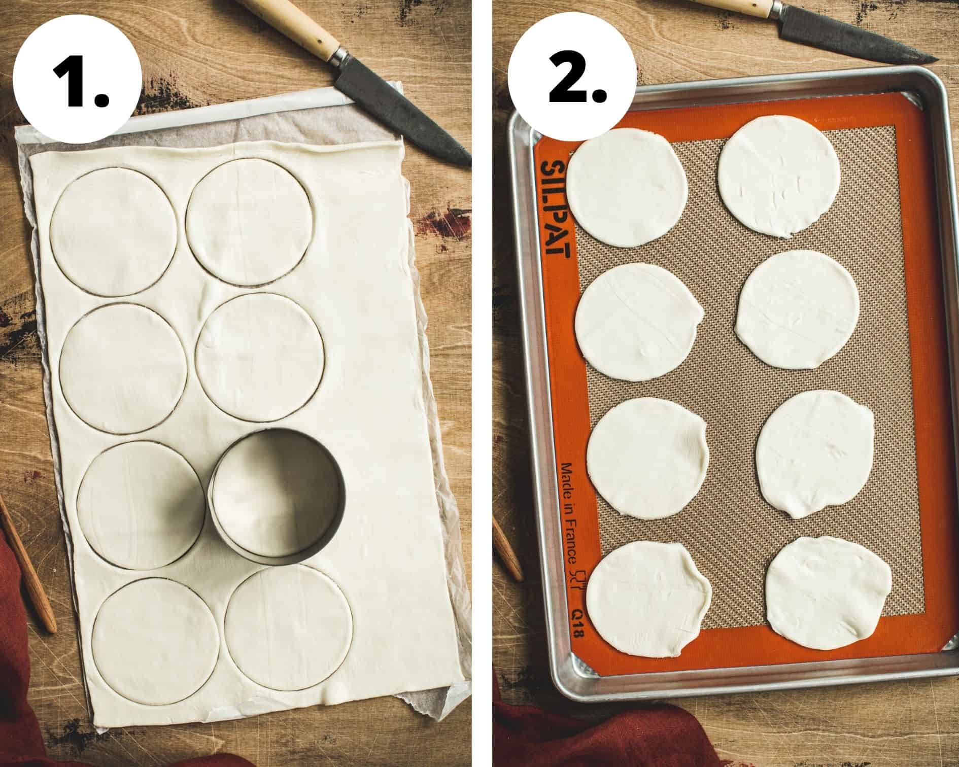 Pumpkin pasties process steps 1 and 2.