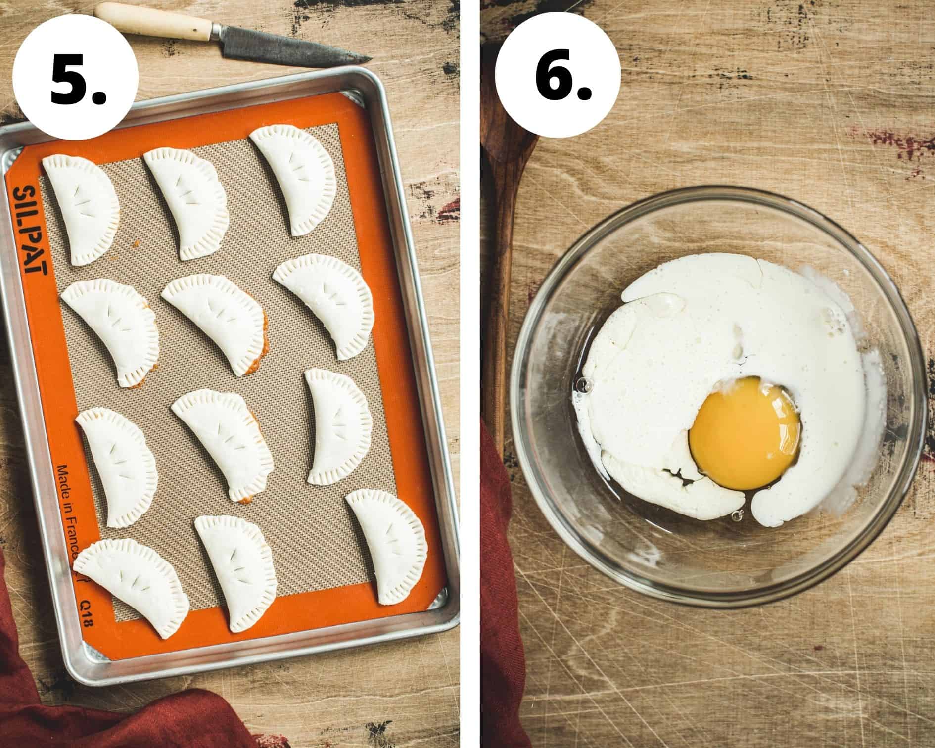Pumpkin pasties process steps 5 and 6.