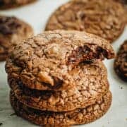 Stack of brownie mix cookies.