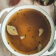 Best brine for pork chops in a white pot.