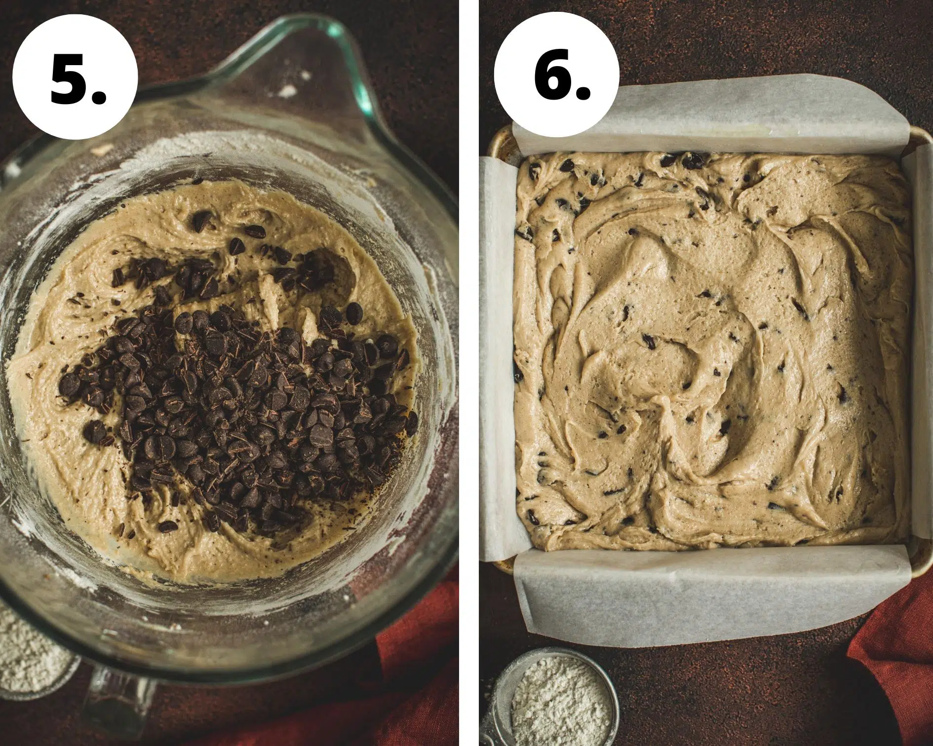 Cookie dough bars recipe process steps 5 and 6.