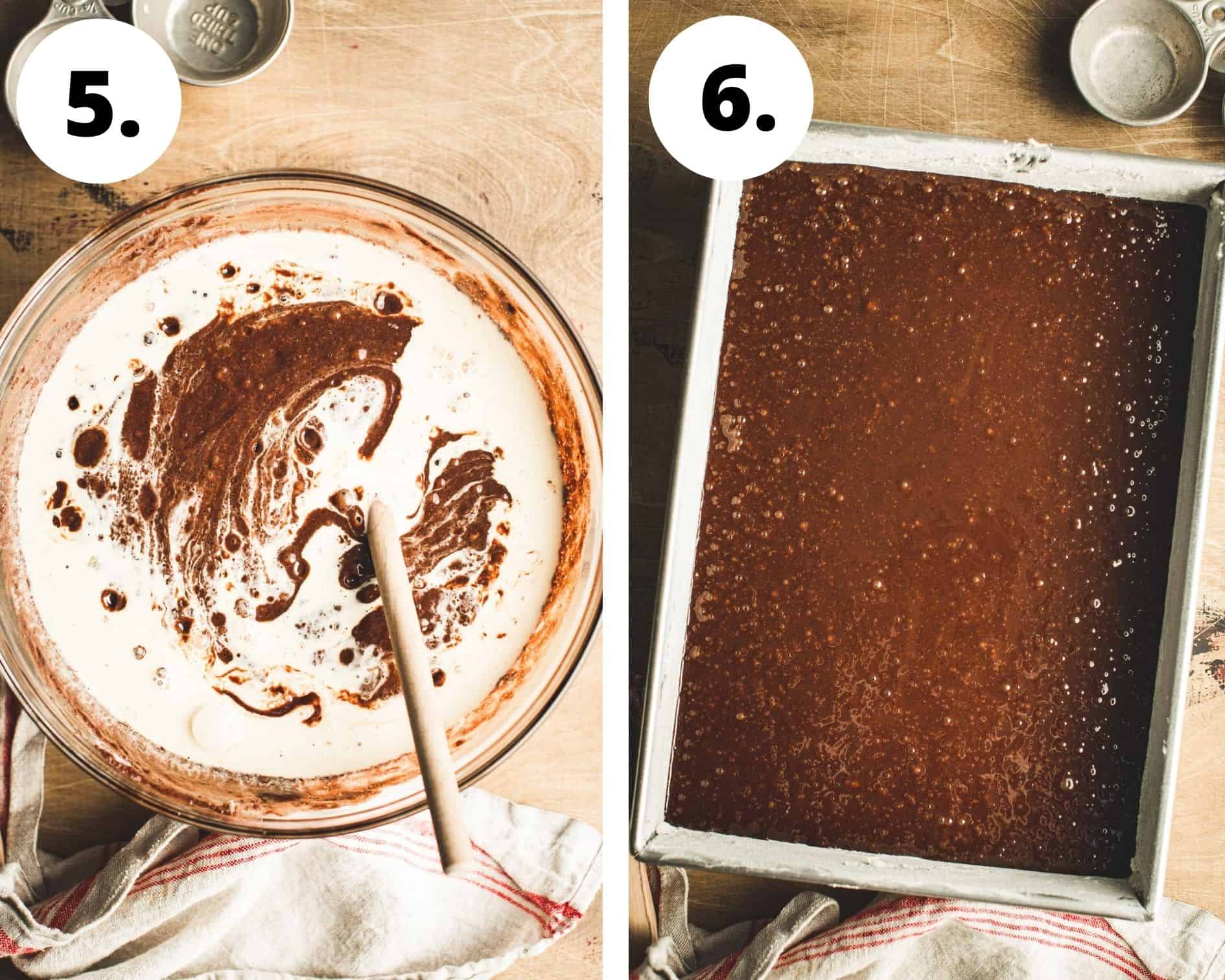 Coca Cola cake process steps 5 and 6.
