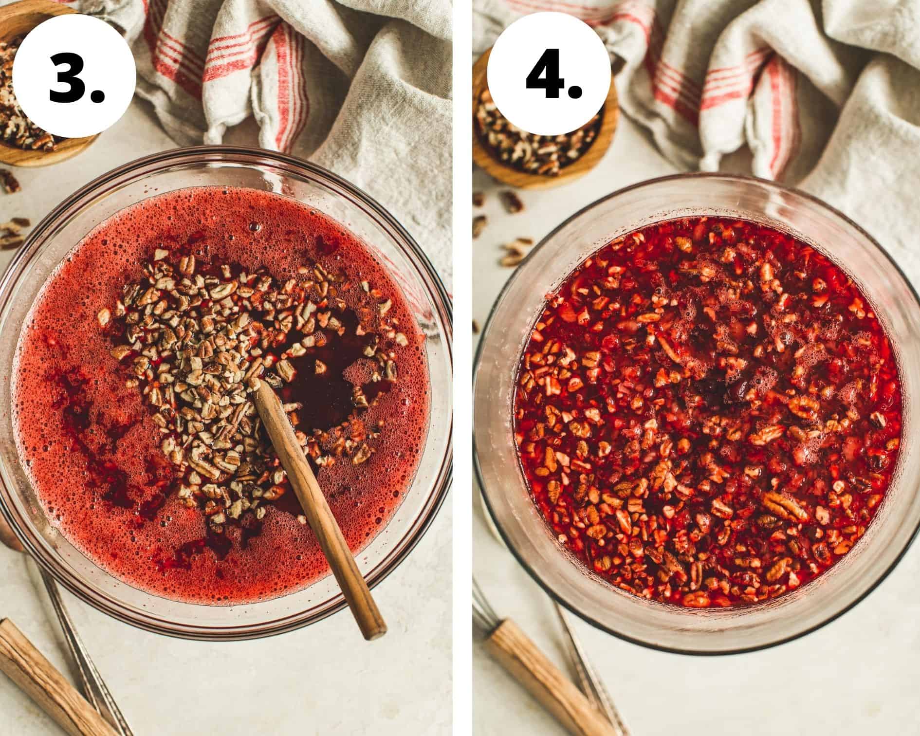 Cranberry jello salad process steps 3 and 4.