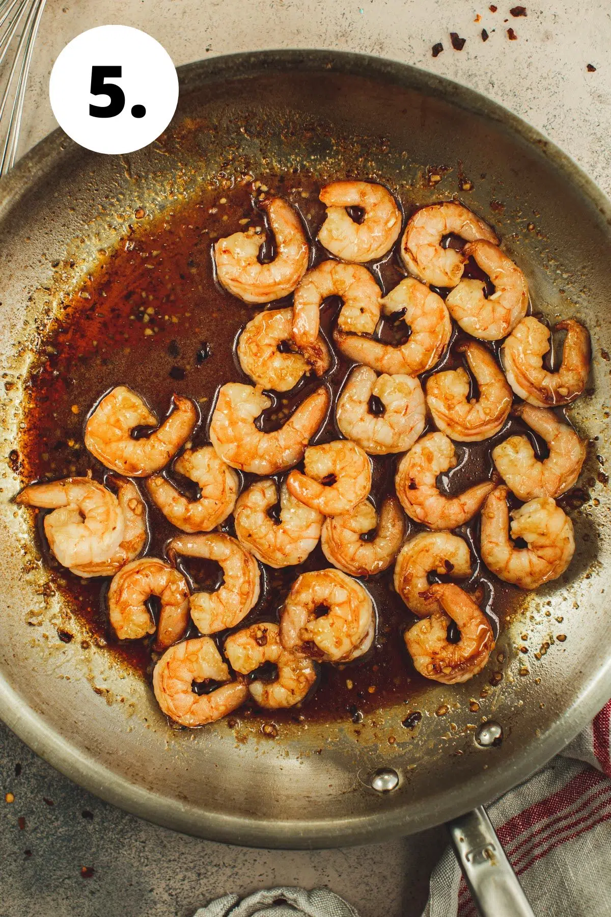 Honey garlic shrimp process step 5.