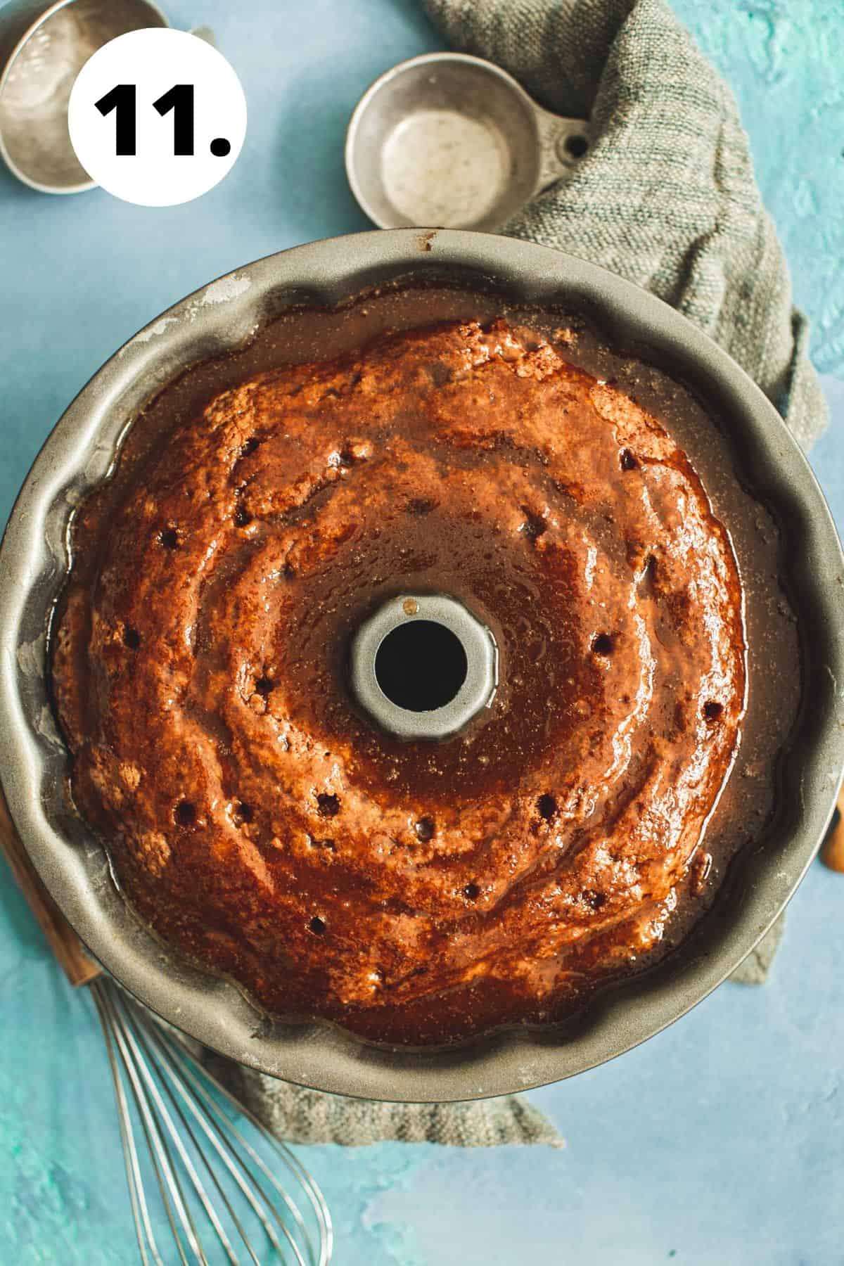 Jamaican rum cake process step 11.