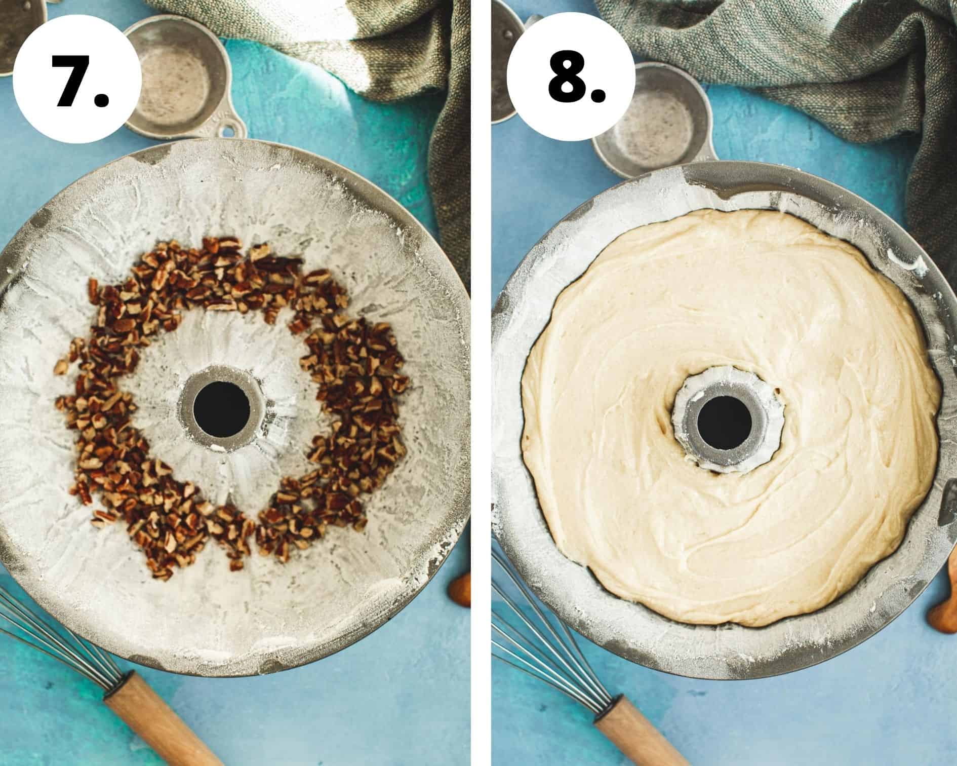 Jamaican rum cake process steps 7 and 8.