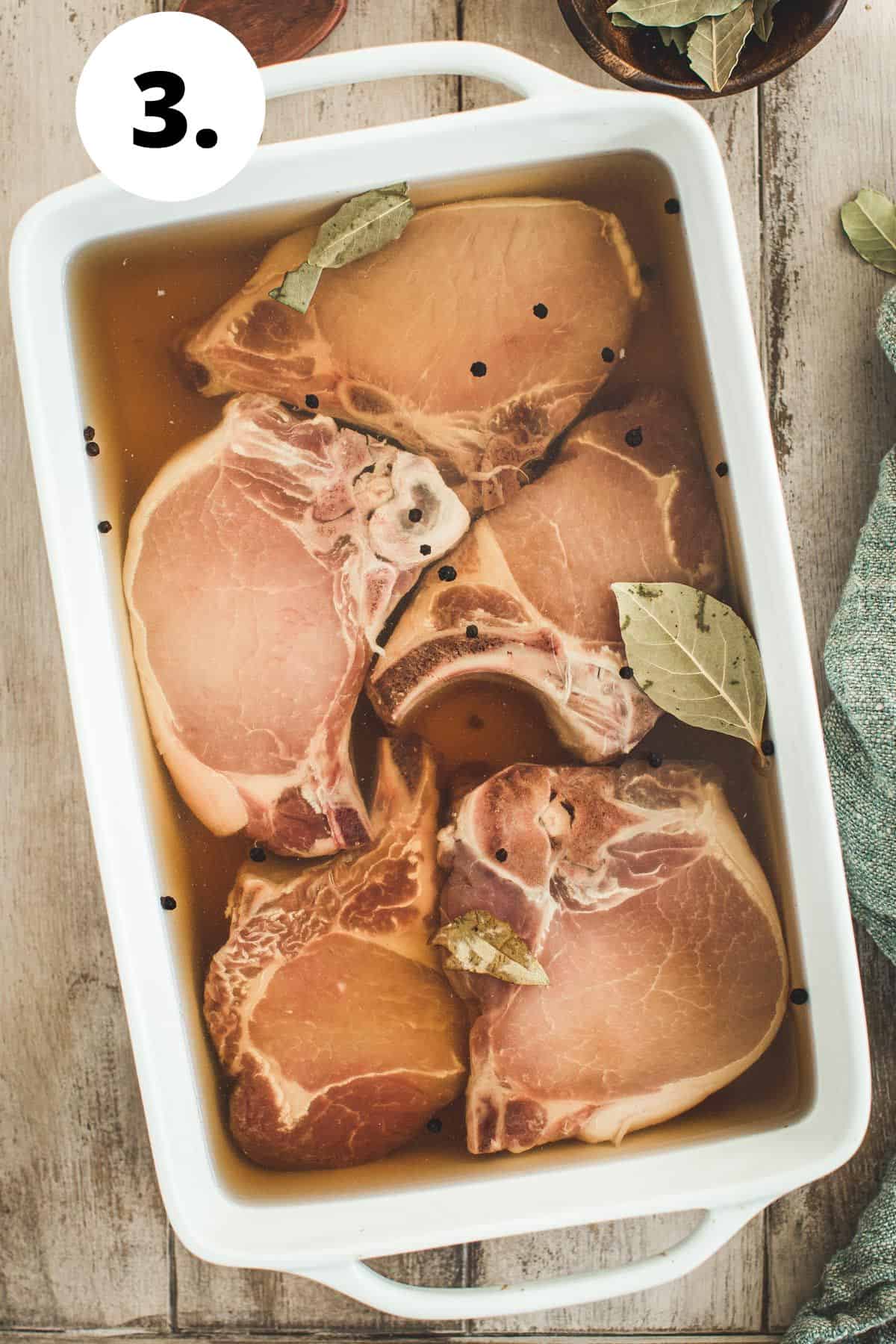 Pork chop brine recipe process step 3.