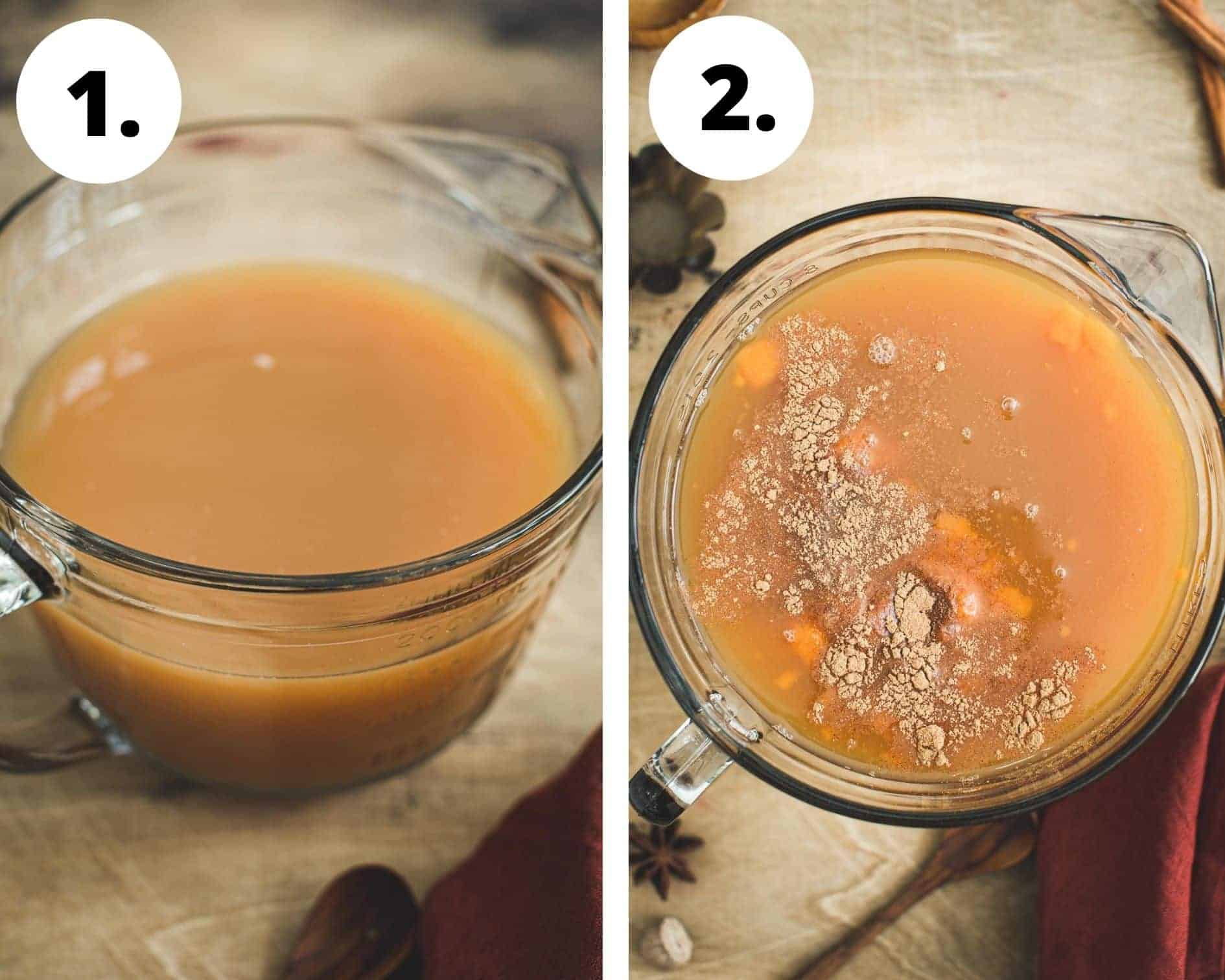 Harry Potter pumpkin juice process steps 1 and 2.