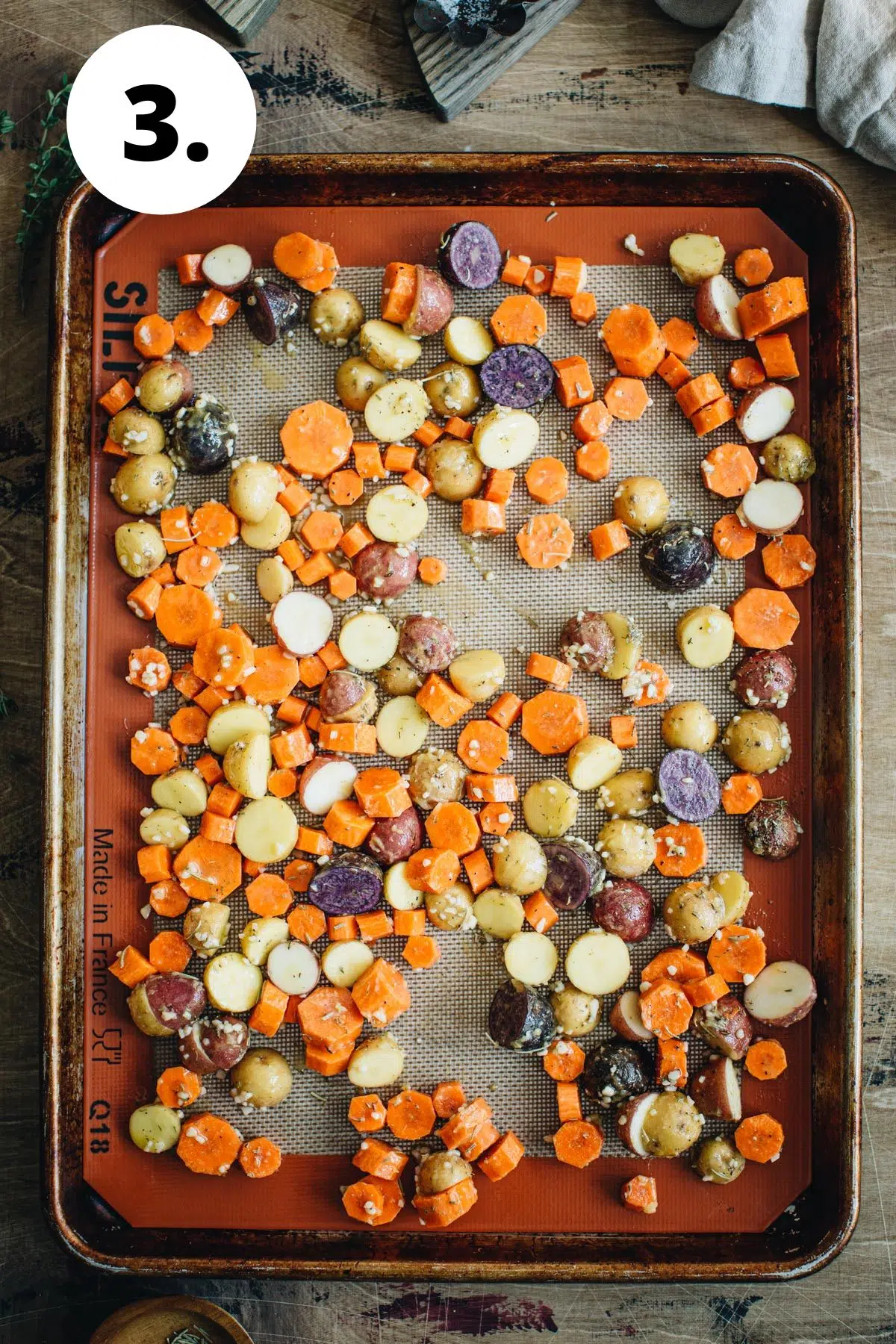 Roasted carrots and potatoes process step 3.