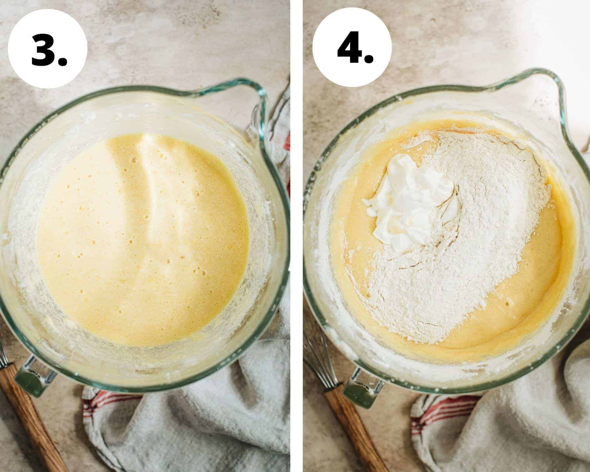 Sour cream pound cake process steps 3 and 4.
