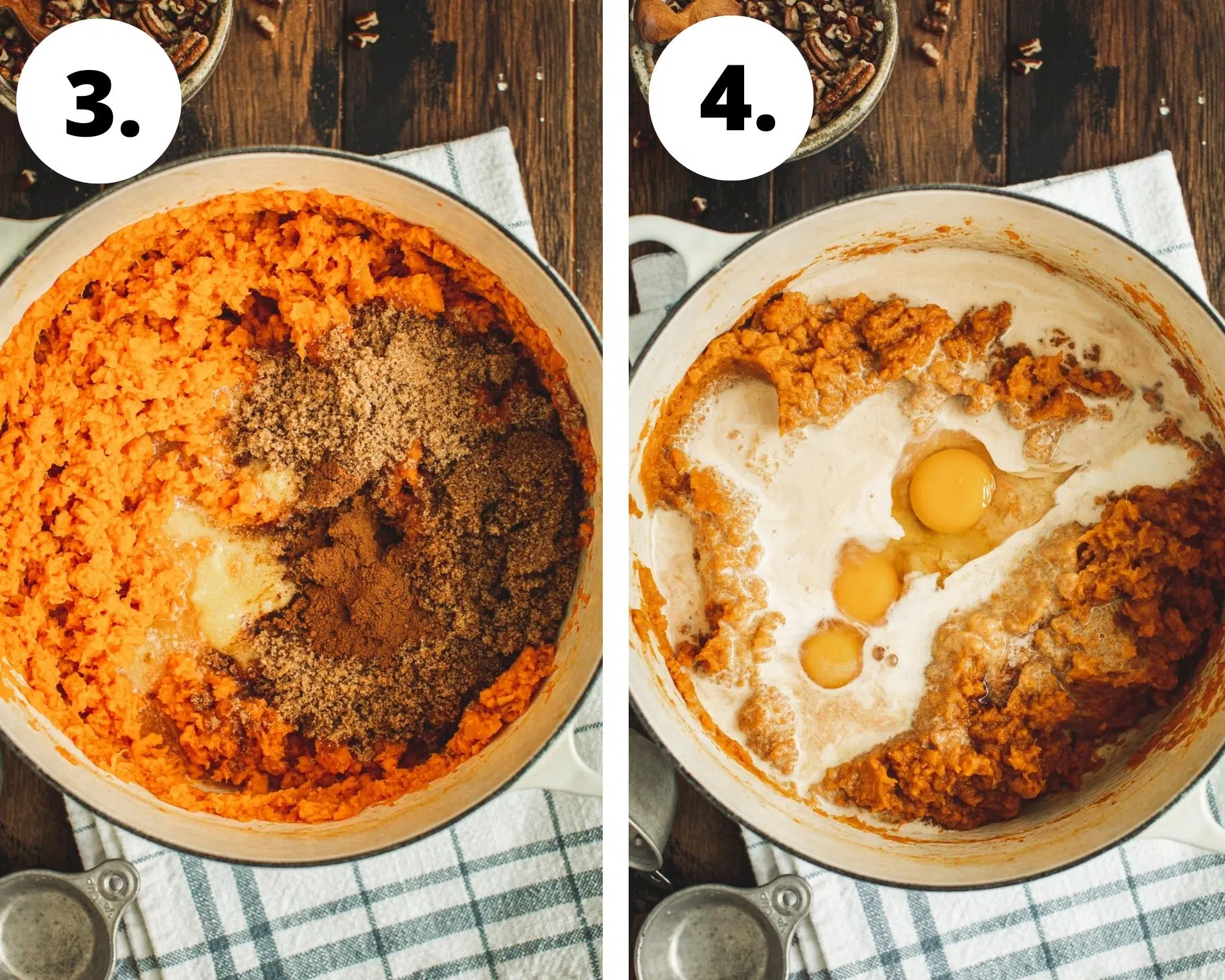 Sweet potato soufflé process steps 3 and 4.