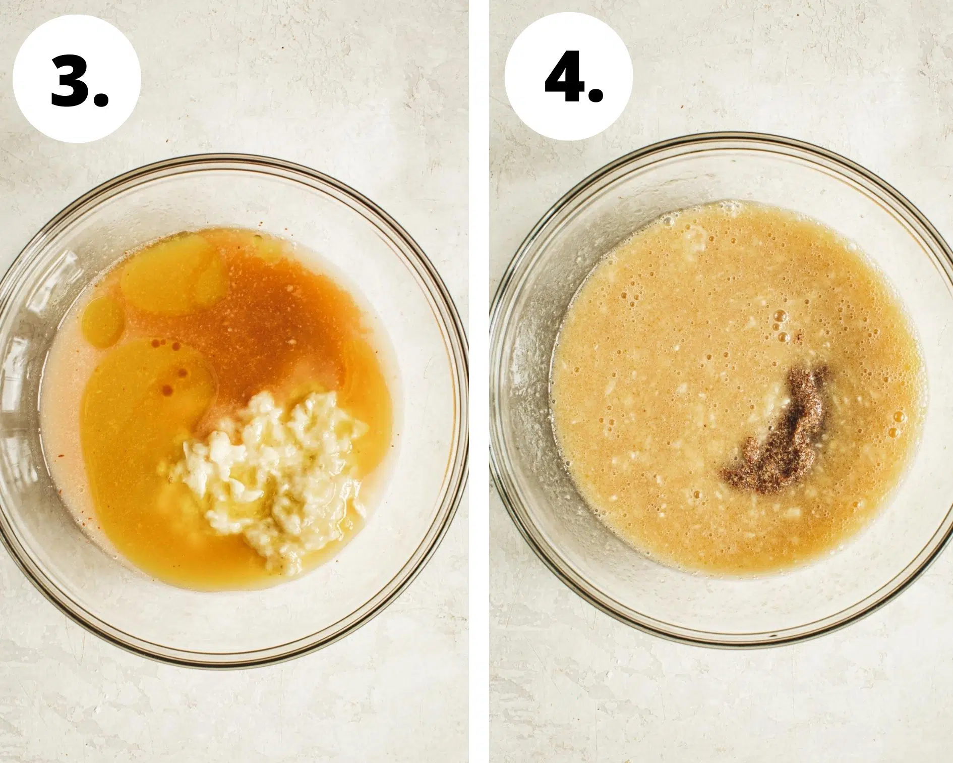 Healthy vegan banana pancakes process steps 3 and 4.