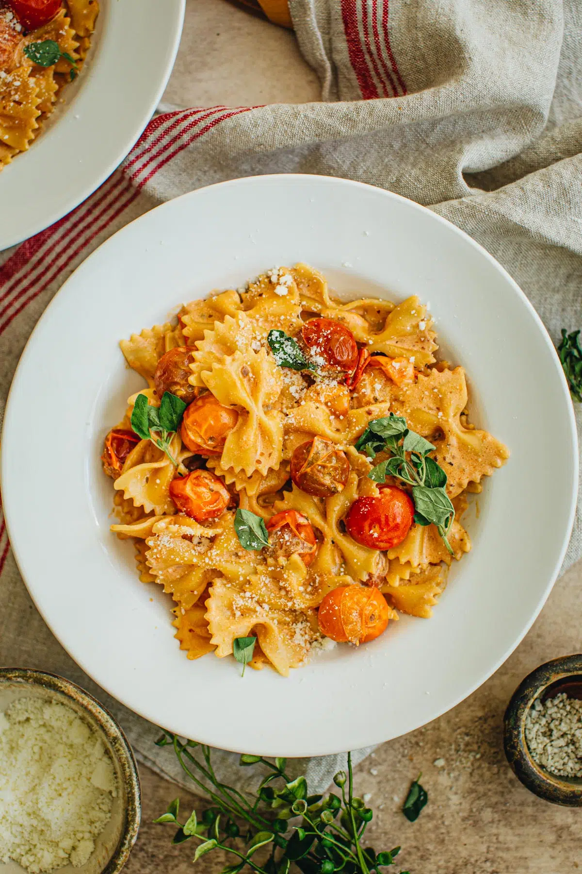 Bow tie pasta in a bowl.