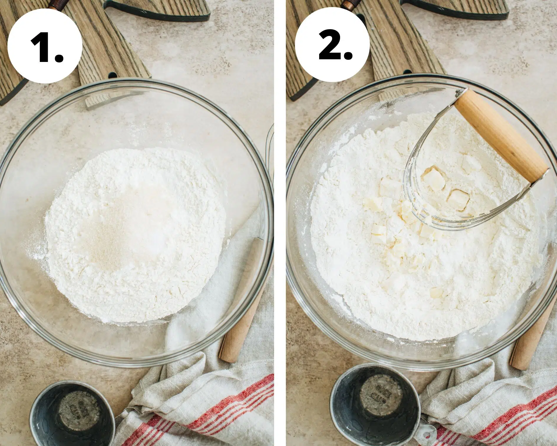 British scones recipe process steps 1 and 2.