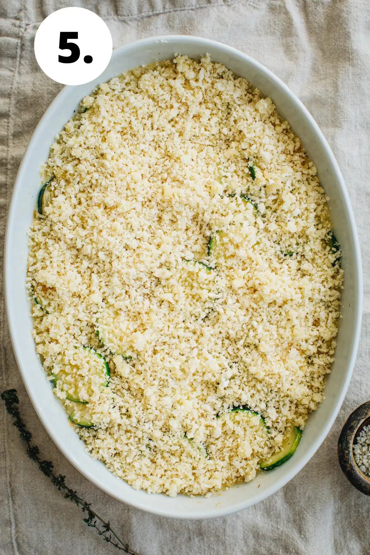 Cheesy zucchini casserole process step 5.