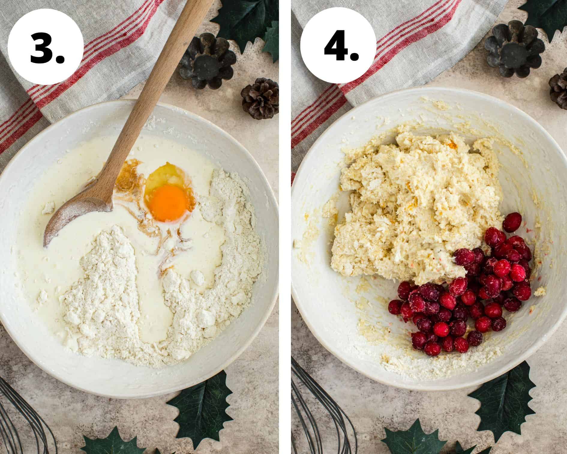 Cranberry scones recipe process steps 3 and 4.