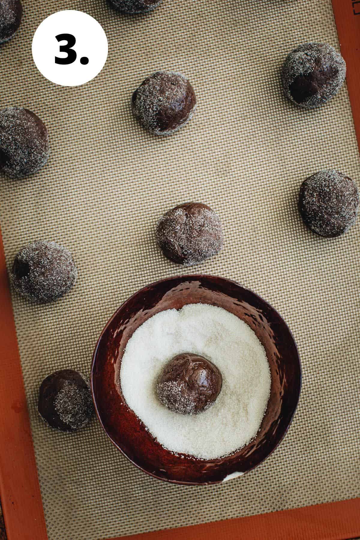 Devil's food cake cookies process step 3.