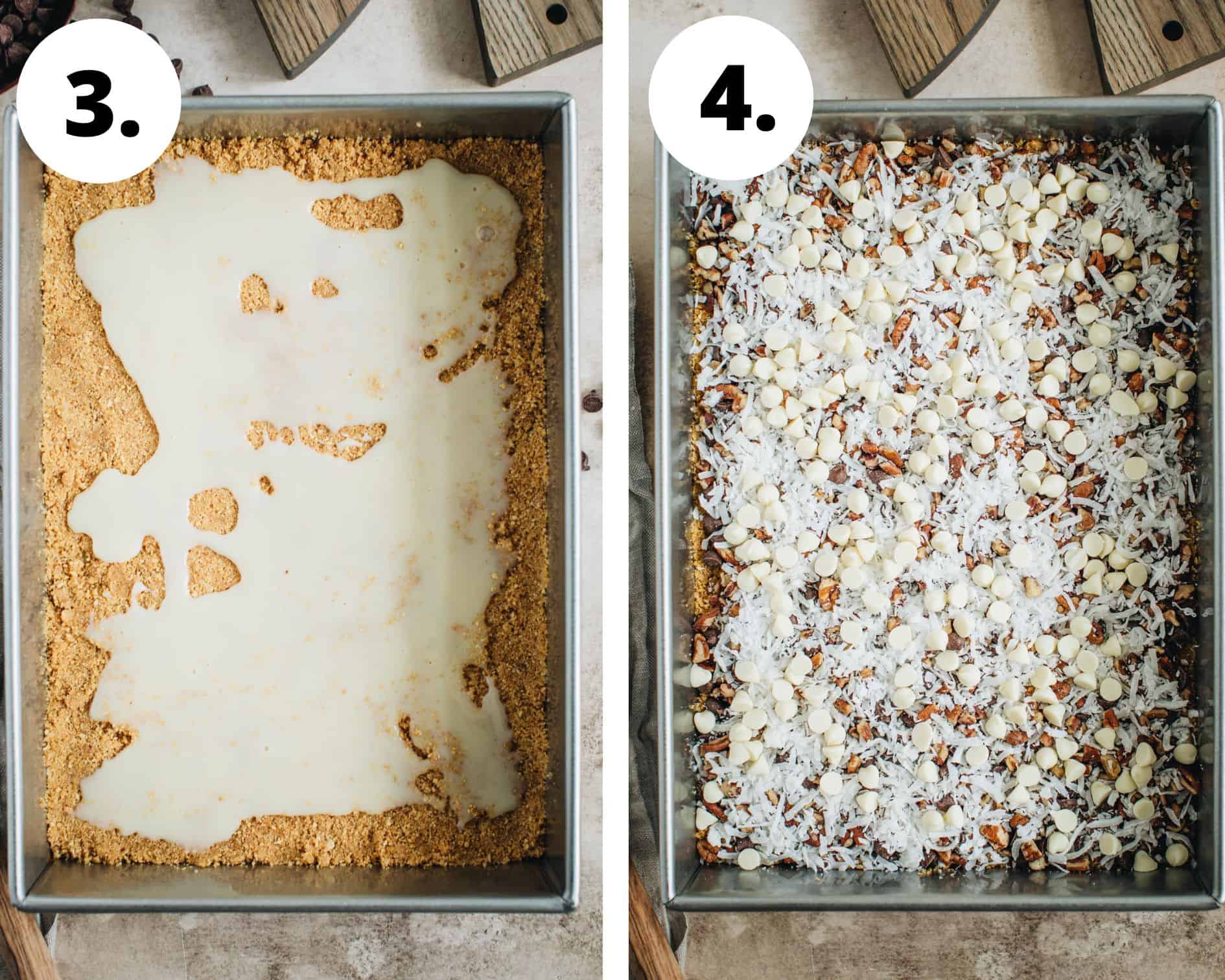 Hello Dolly bars process steps 3 and 4.