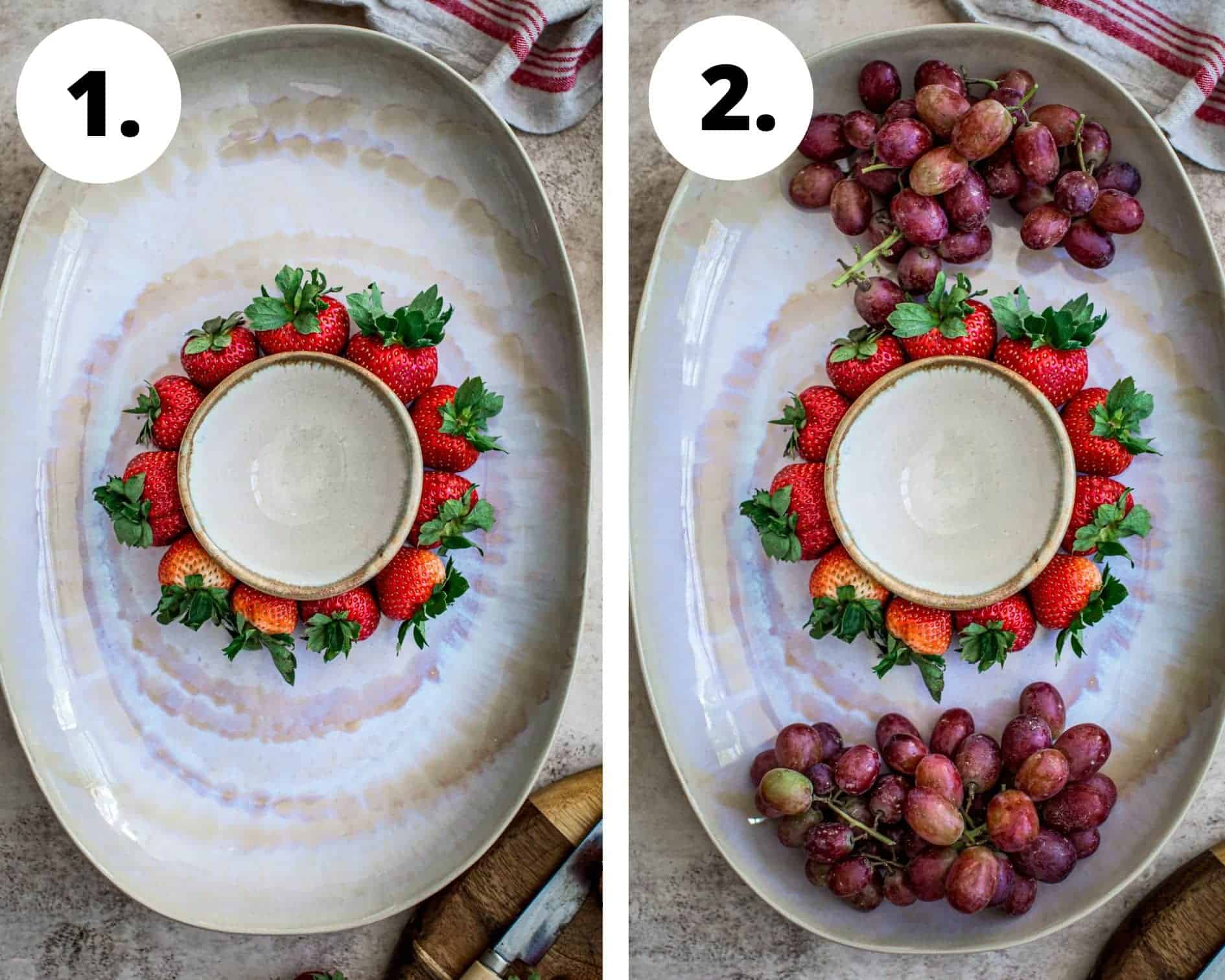 How to make a fruit tray steps 1 and 2.