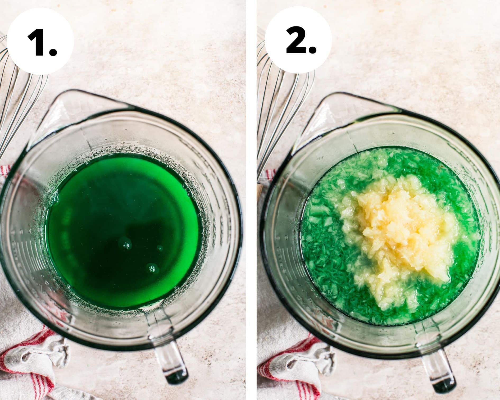 Lime jello process steps 1 and 2.