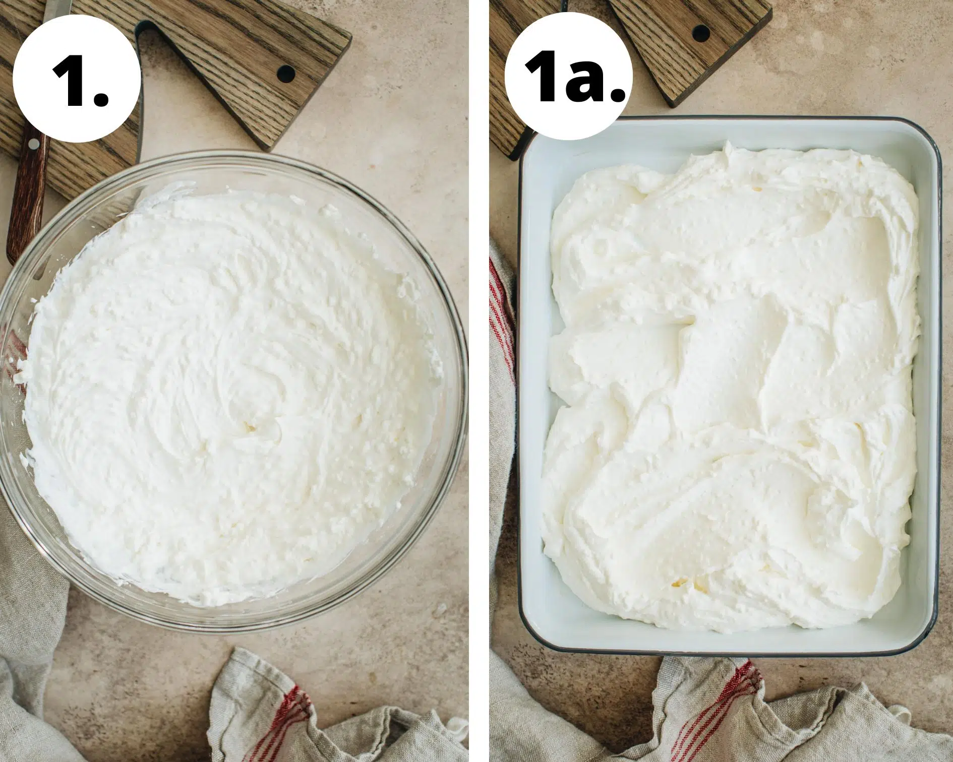 Taco dip with cream cheese recipe process steps 1 and 1a.
