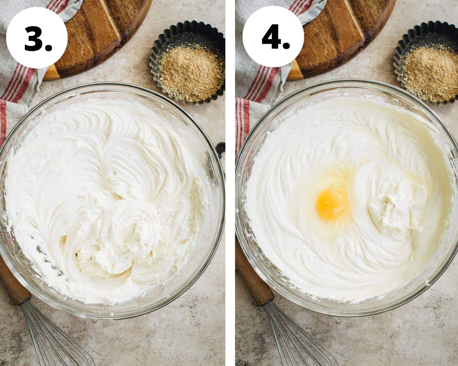 Cherry cheesecake process steps 3 and 4.