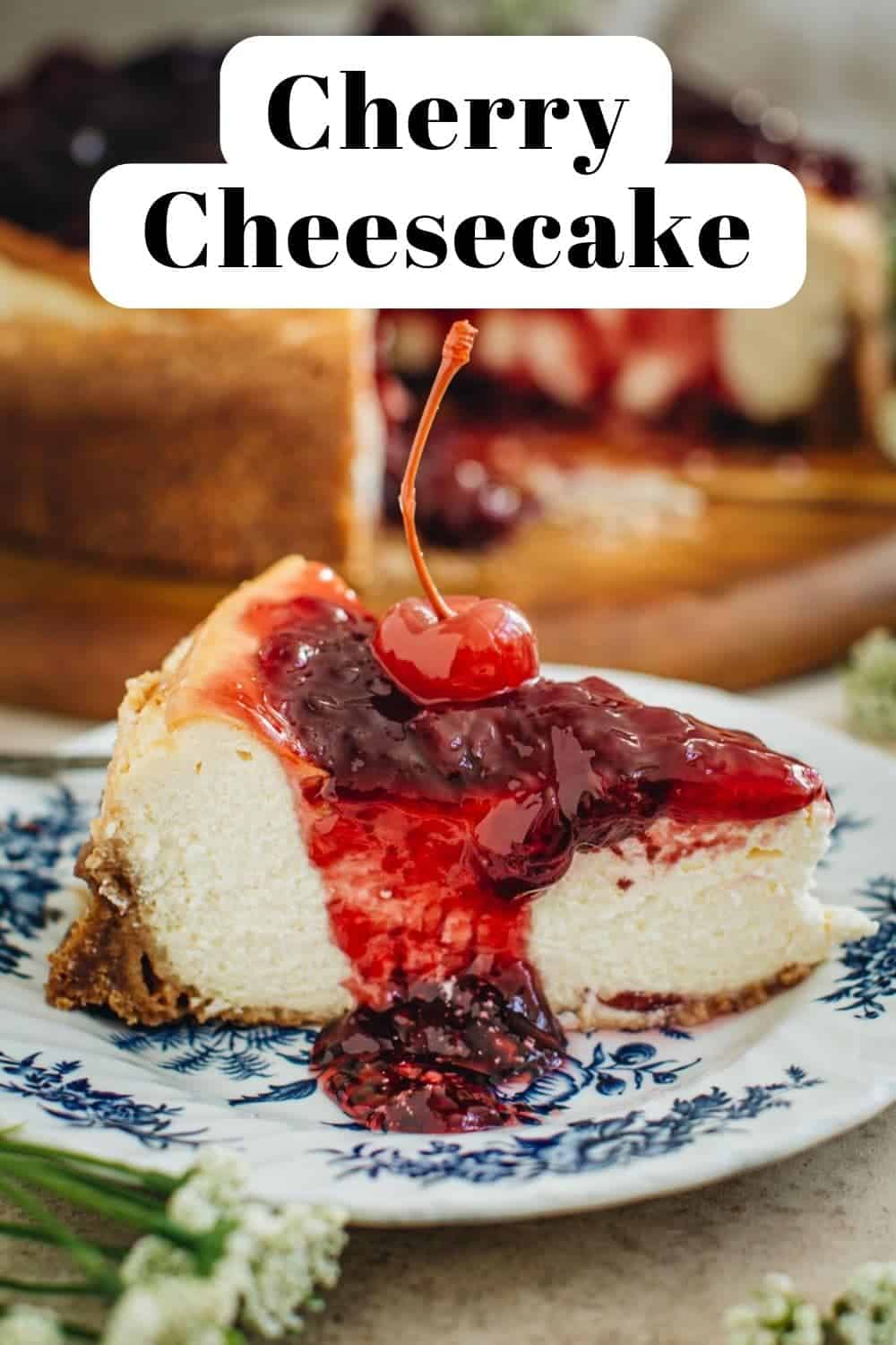 Easy cherry cheesecake slice.