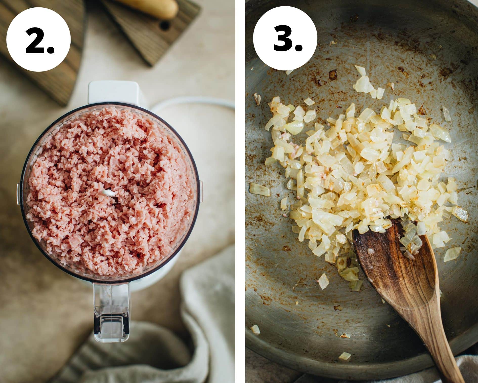 Ham loaf recipe process steps 2 and 3.