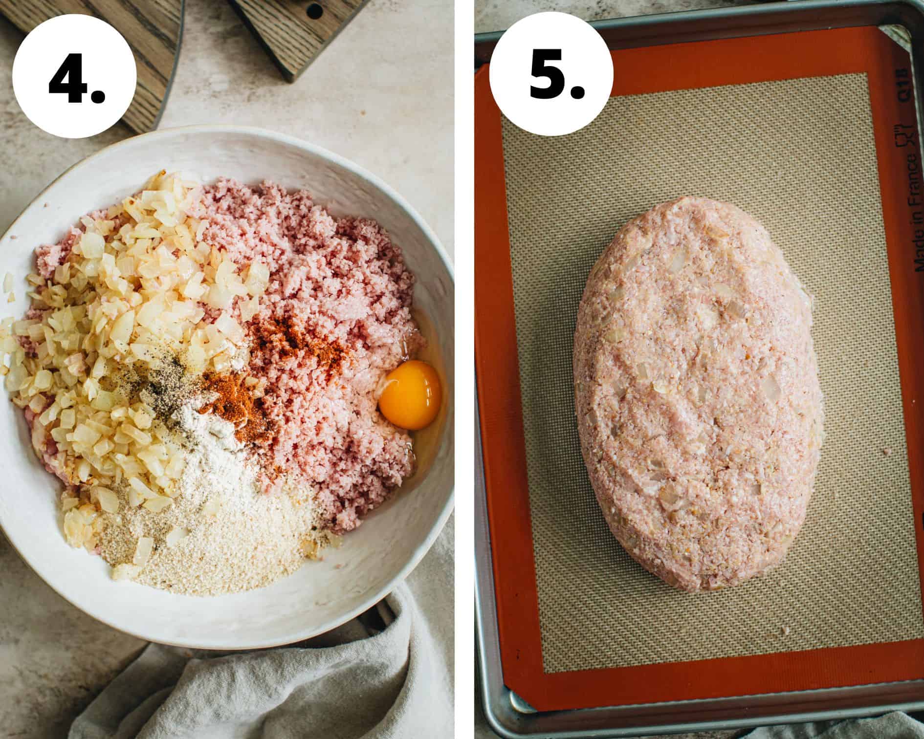 Ham loaf recipe process steps 4 and 5.