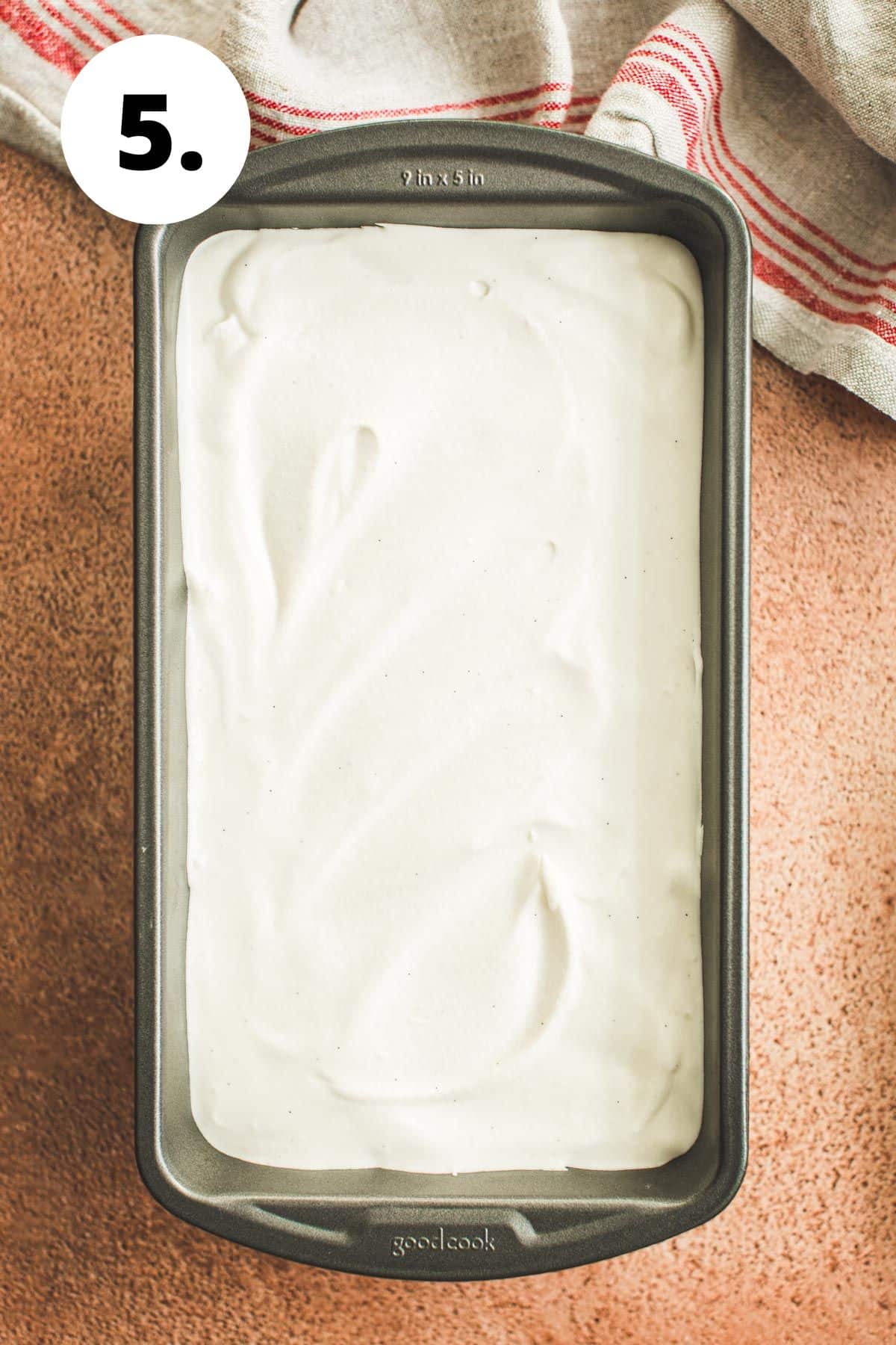 Homemade vanilla bean ice cream process step 5.