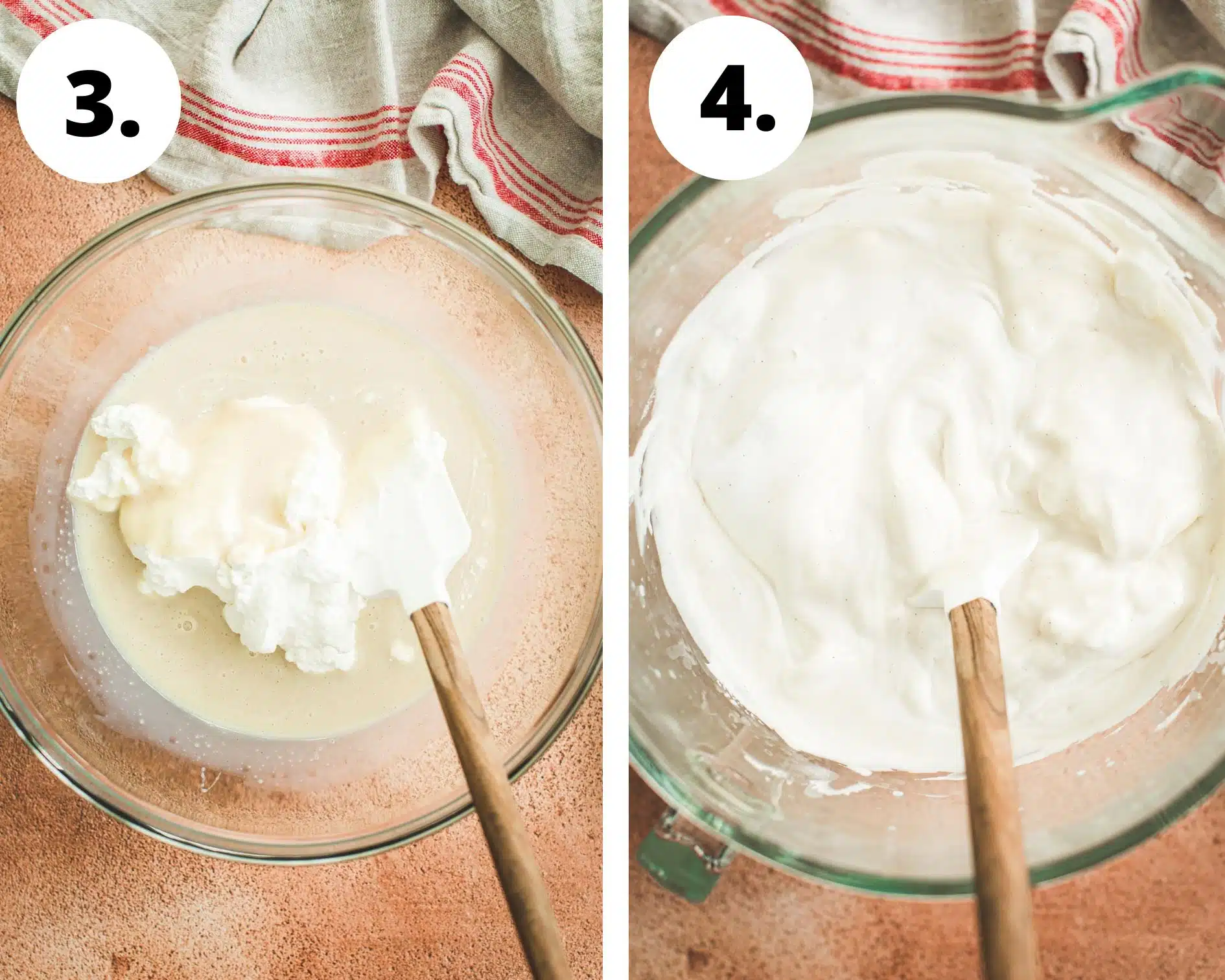 Homemade vanilla bean ice cream process steps 3 and 4.