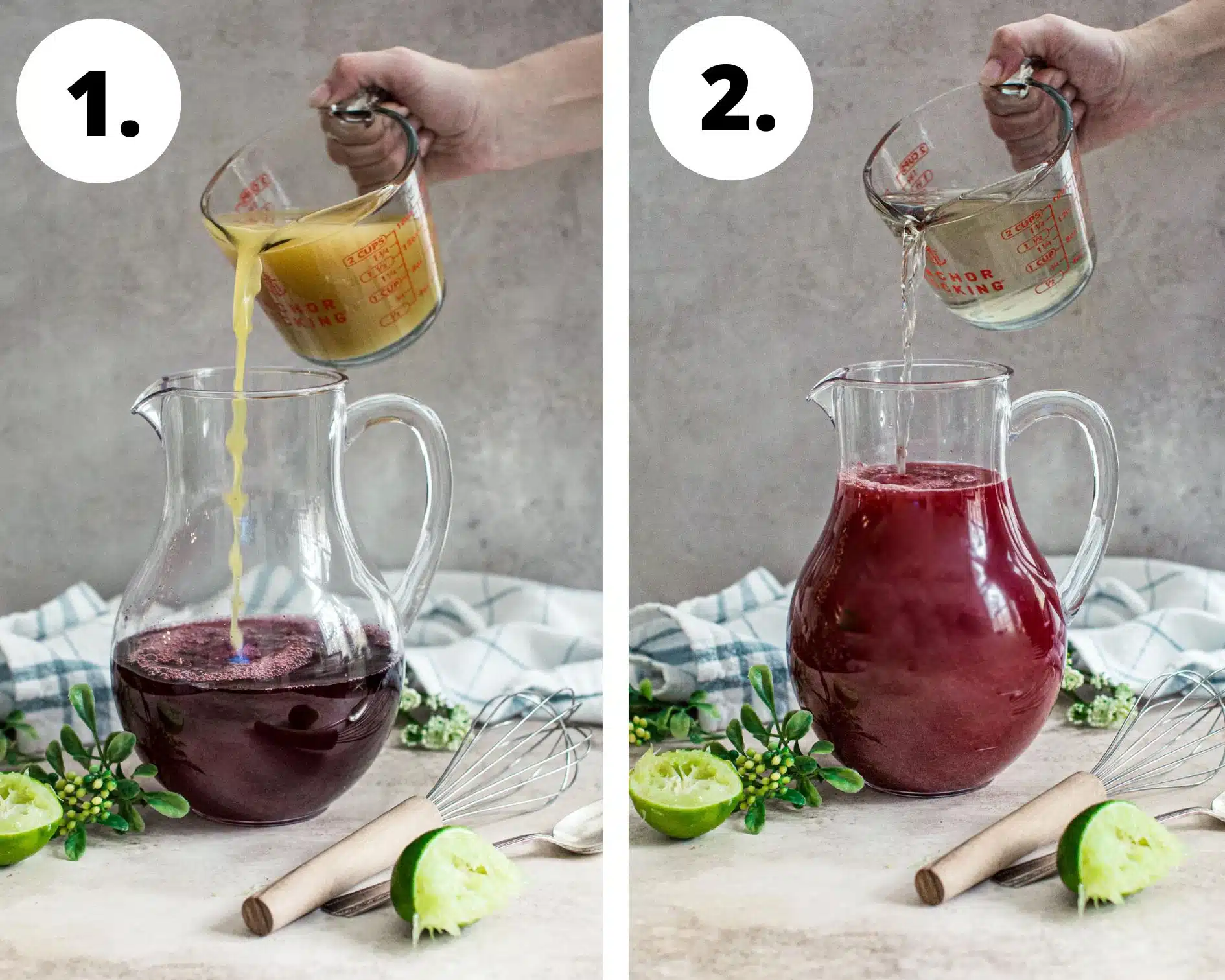 Fruit punch process steps 1 and 2.