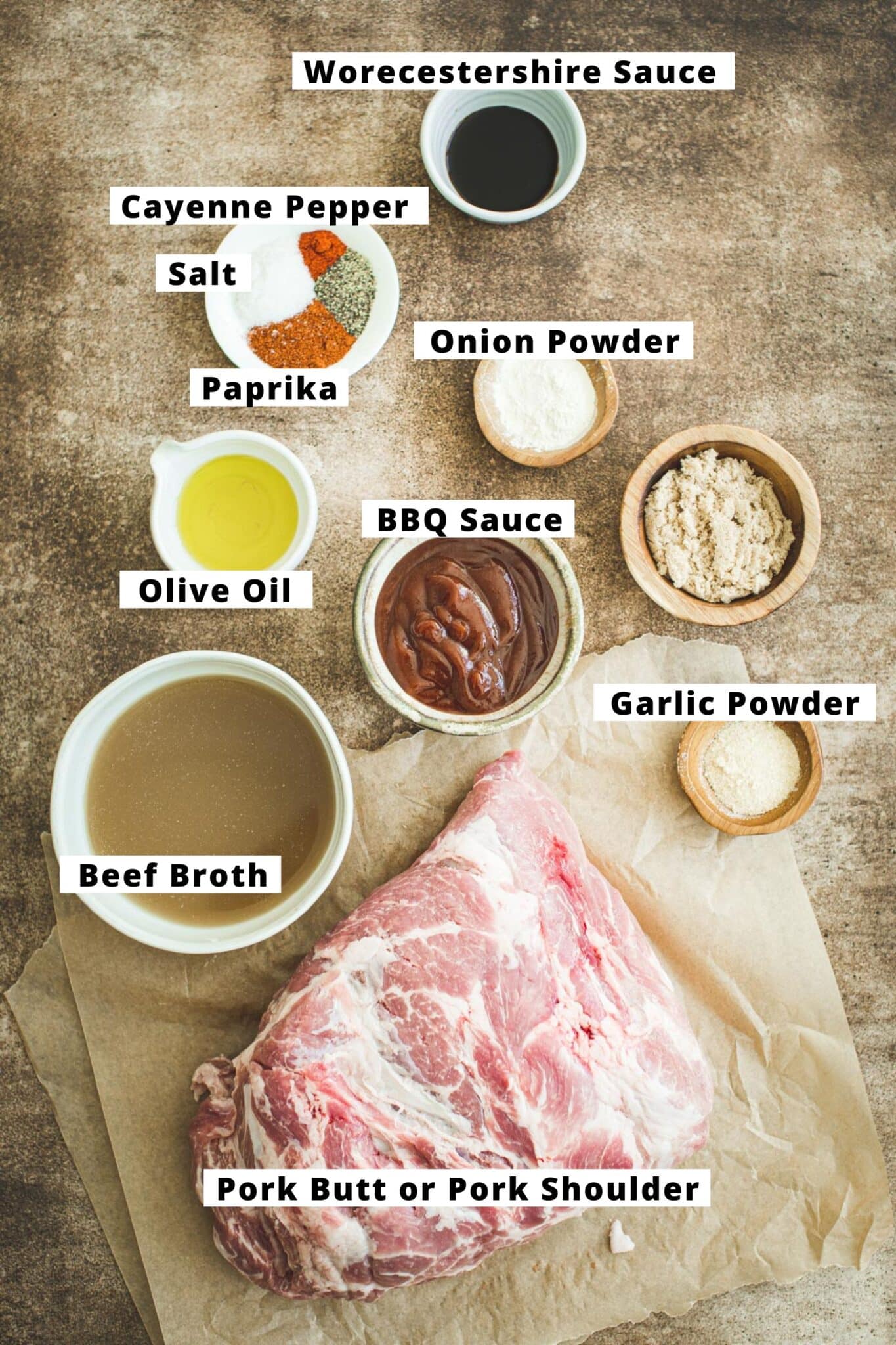 Ingredients for Instant Pot pork butt.