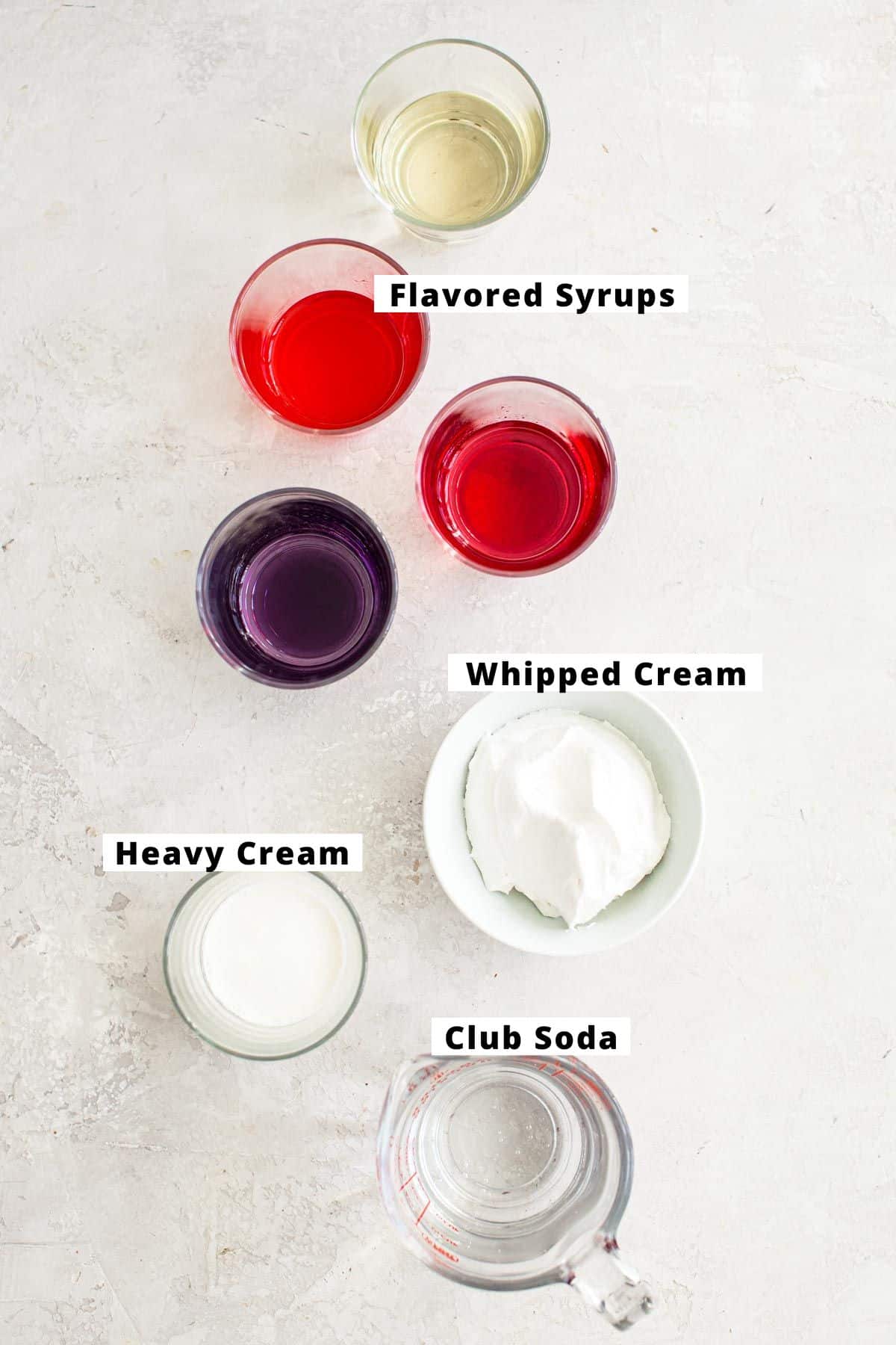 Ingredients for making Italian soda.